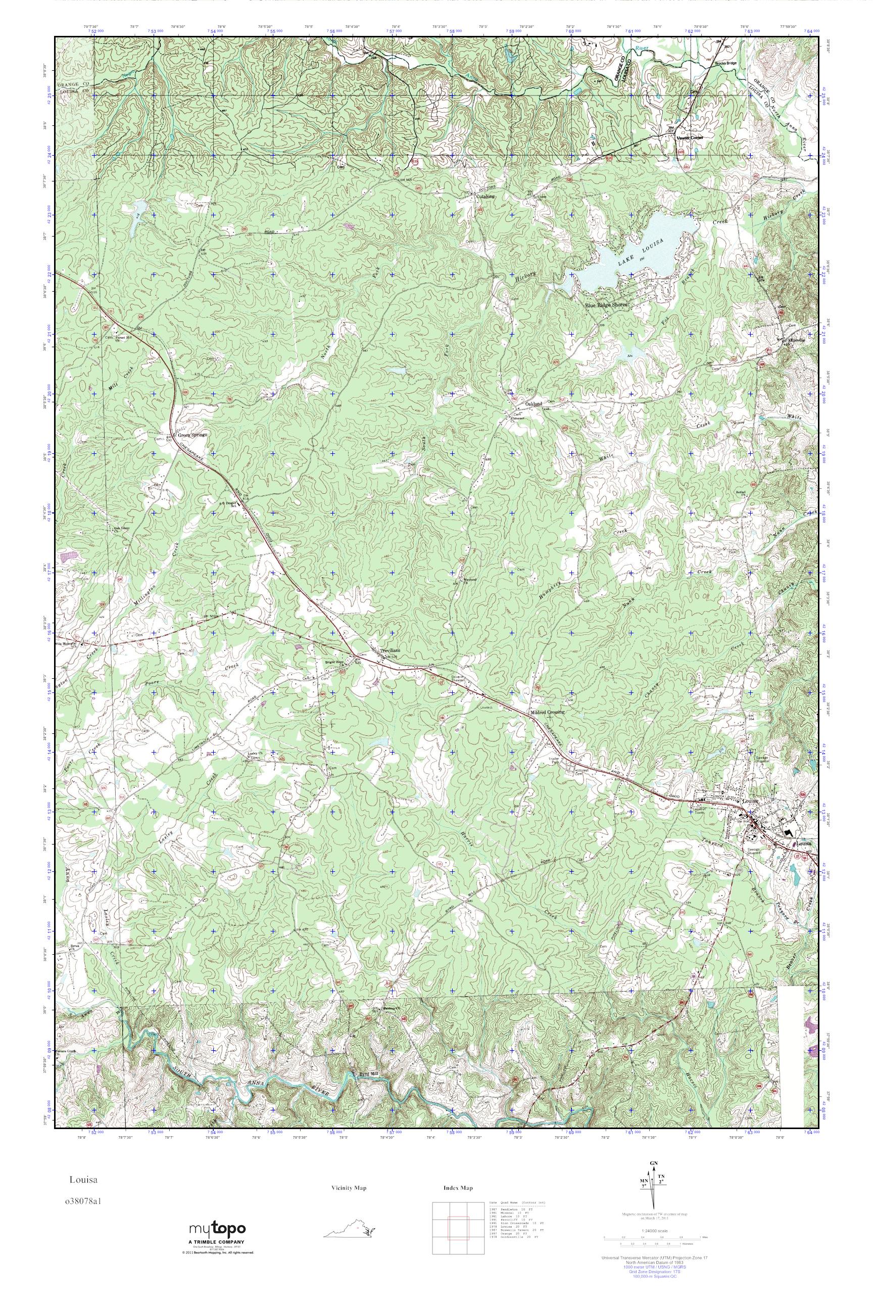 MyTopo Louisa, Virginia USGS Quad Topo Map
