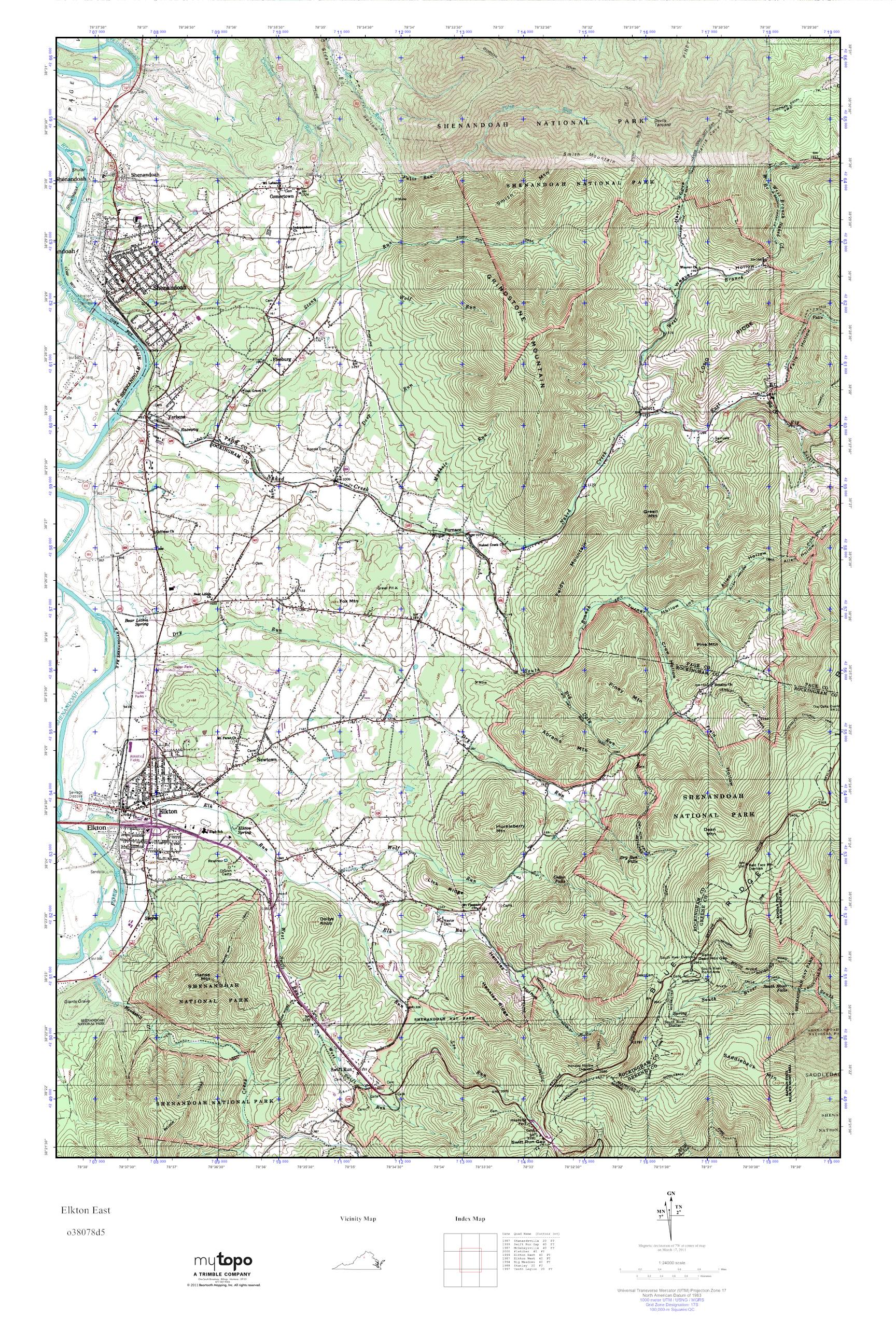 MyTopo Elkton East, Virginia USGS Quad Topo Map
