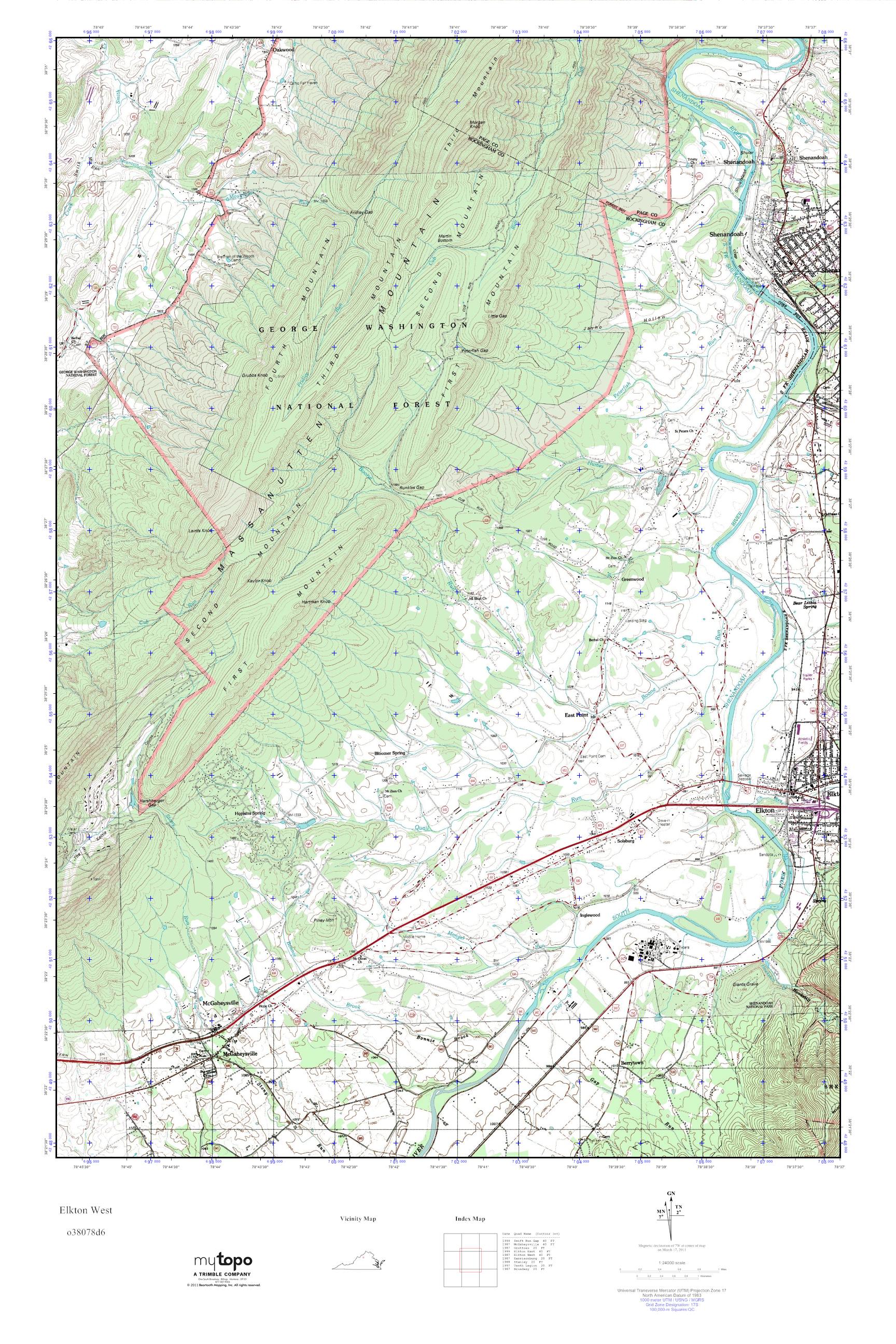 MyTopo Elkton West, Virginia USGS Quad Topo Map
