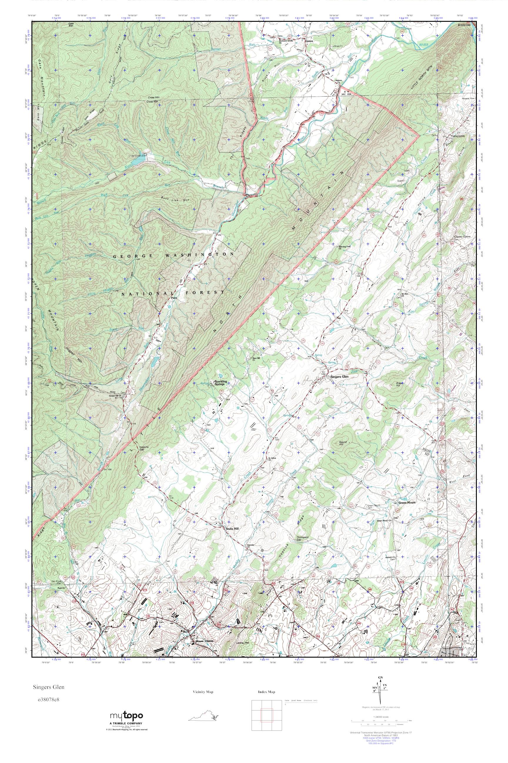 MyTopo Singers Glen, Virginia USGS Quad Topo Map