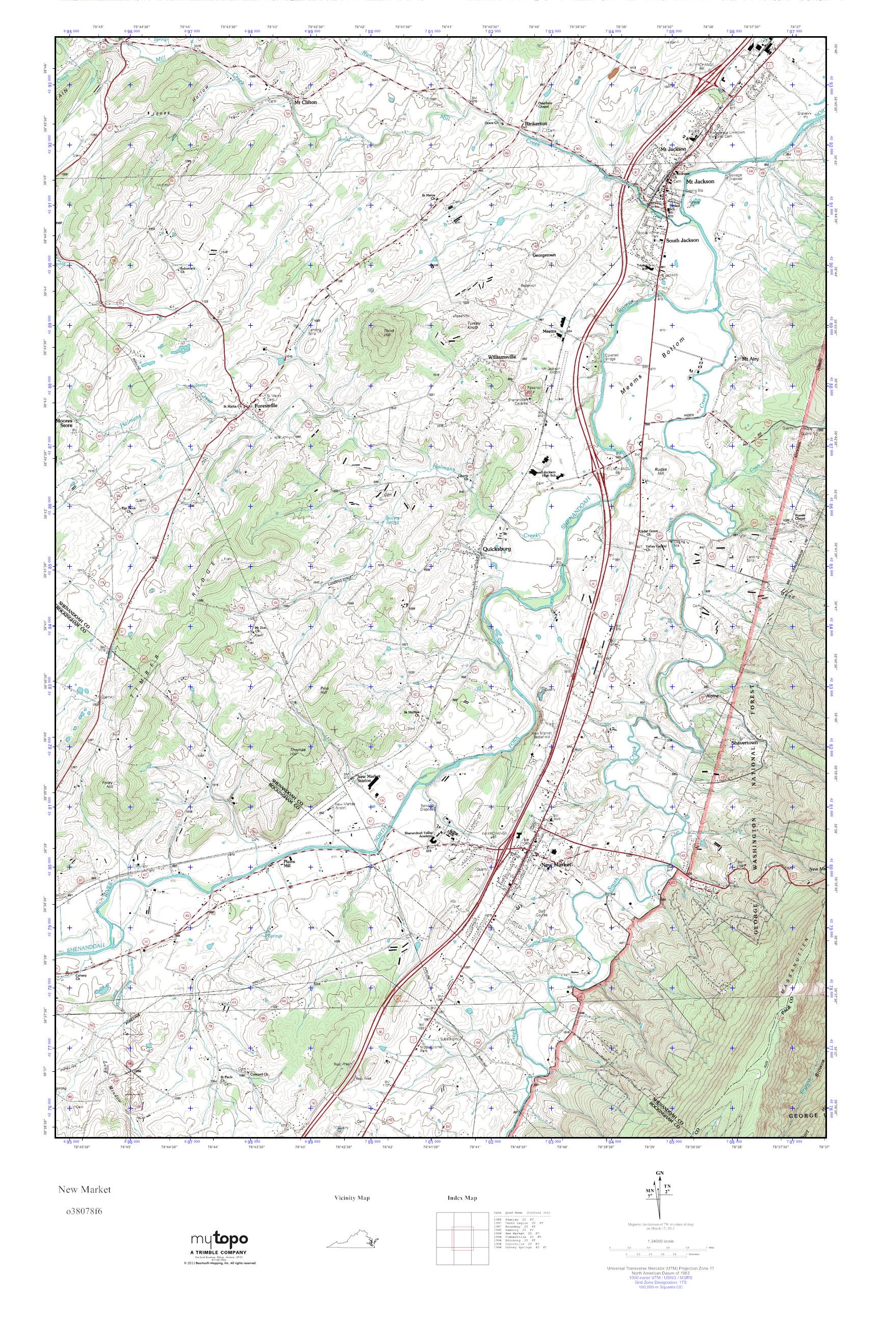 MyTopo New Market, Virginia USGS Quad Topo Map