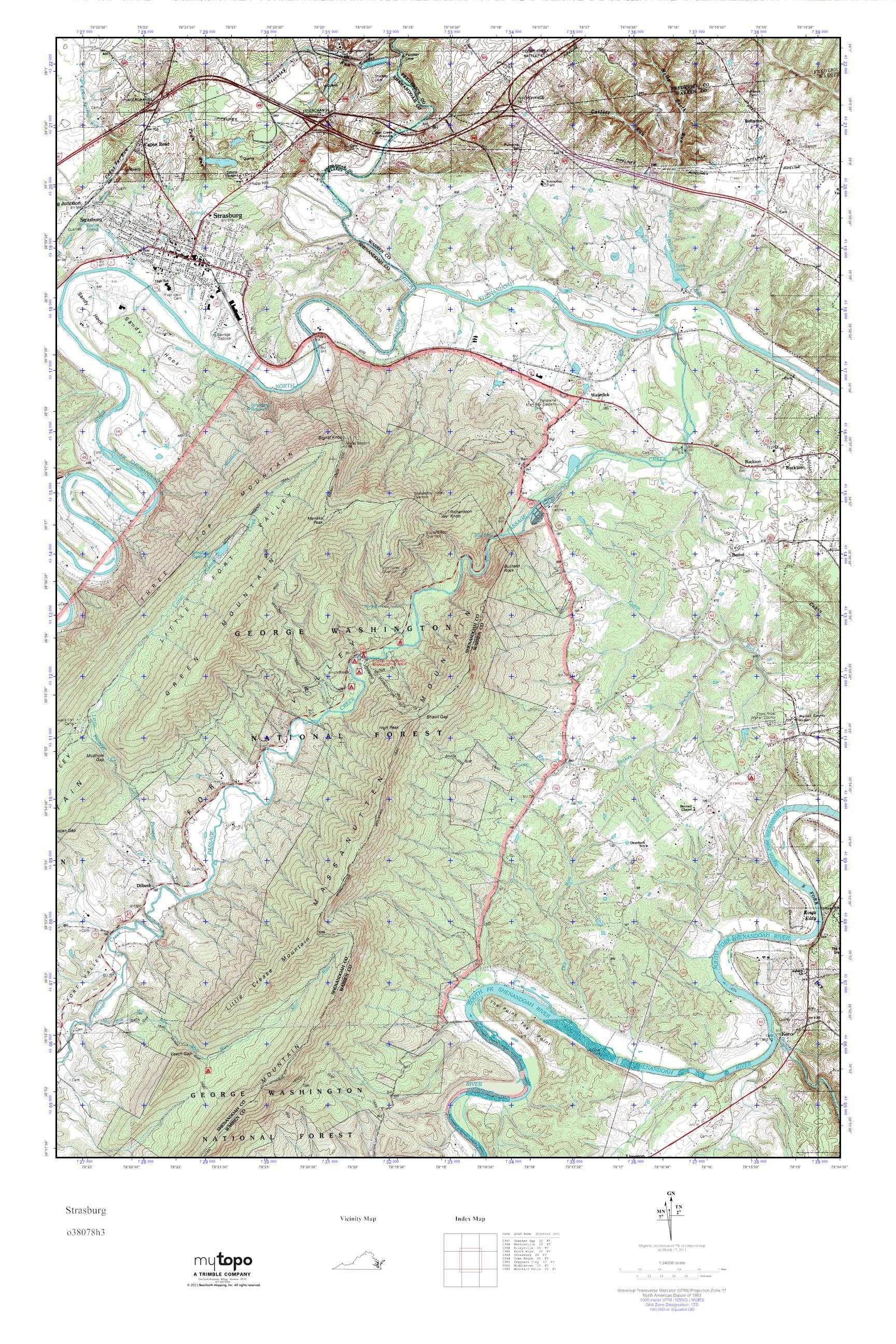 MyTopo Strasburg, Virginia USGS Quad Topo Map
