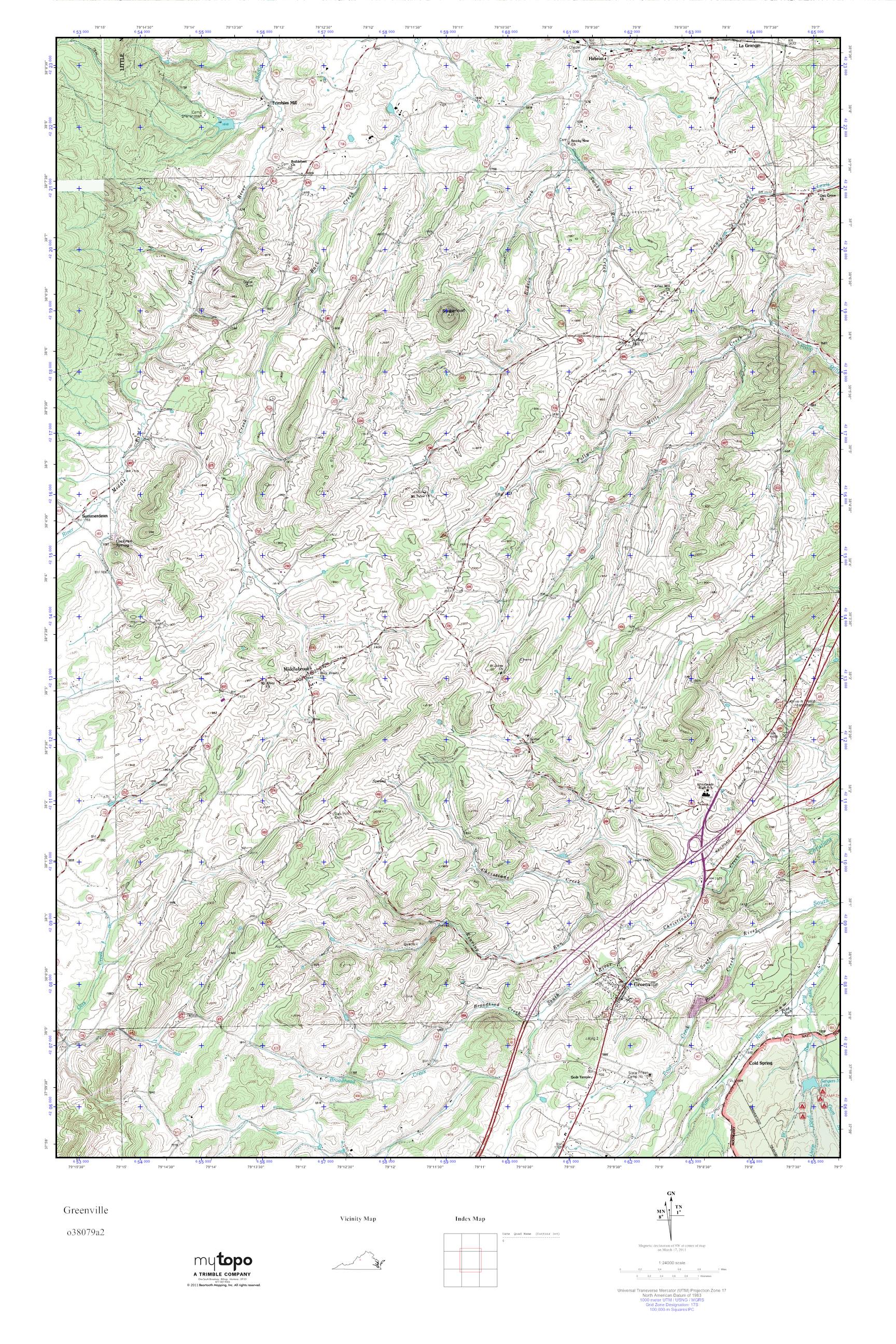 MyTopo Greenville, Virginia USGS Quad Topo Map