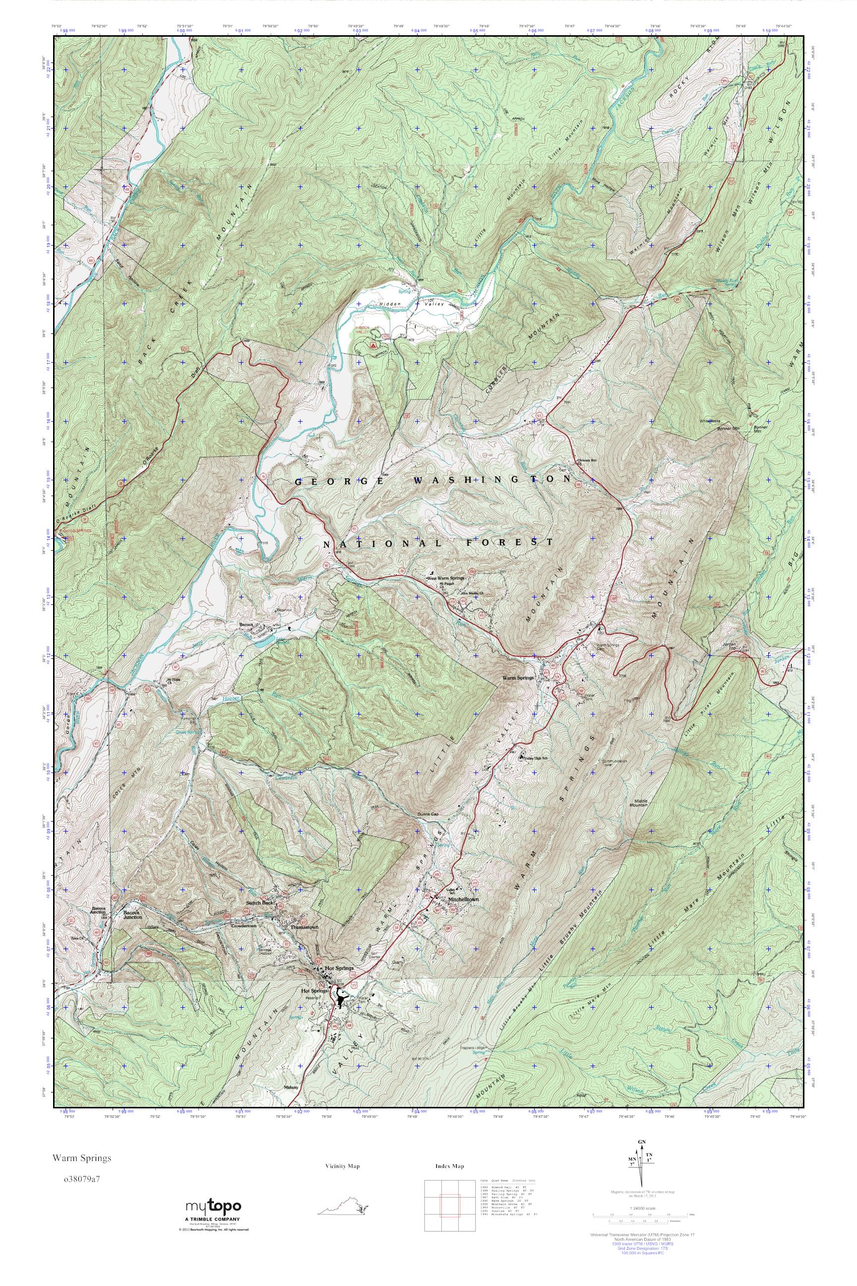 MyTopo Warm Springs, Virginia USGS Quad Topo Map