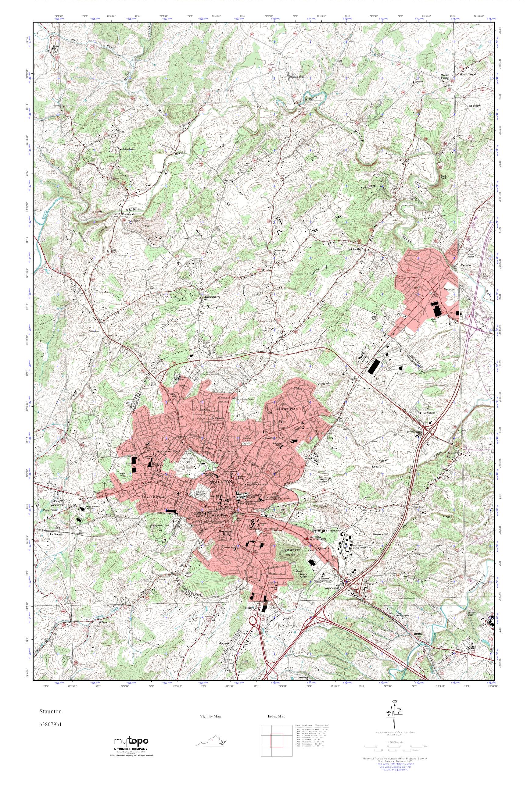 MyTopo Staunton, Virginia USGS Quad Topo Map