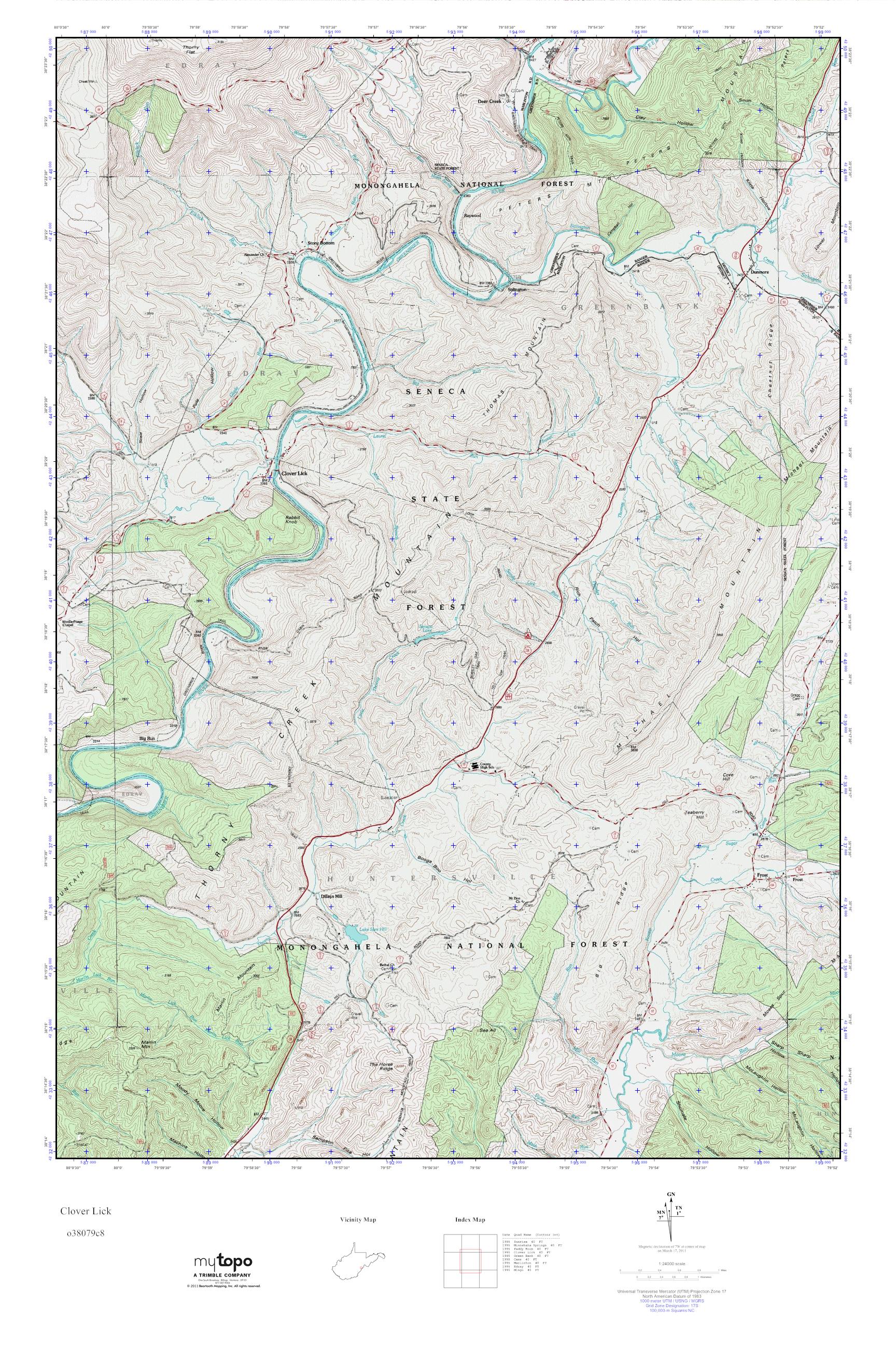 MyTopo Clover Lick, West Virginia USGS Quad Topo Map