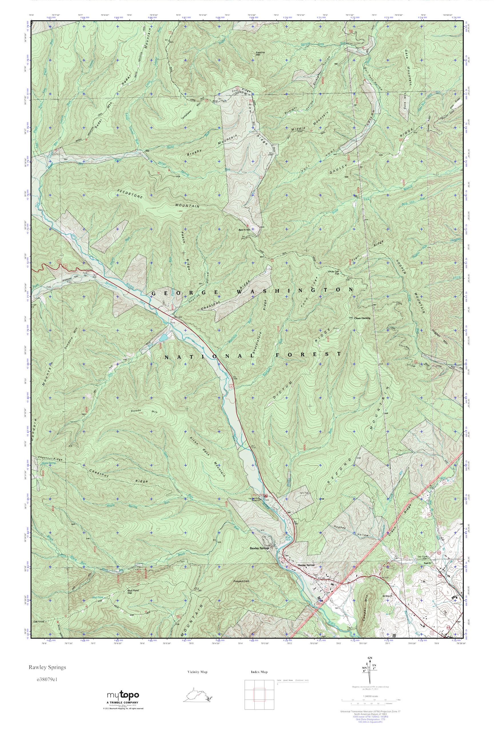 MyTopo Rawley Springs, Virginia USGS Quad Topo Map