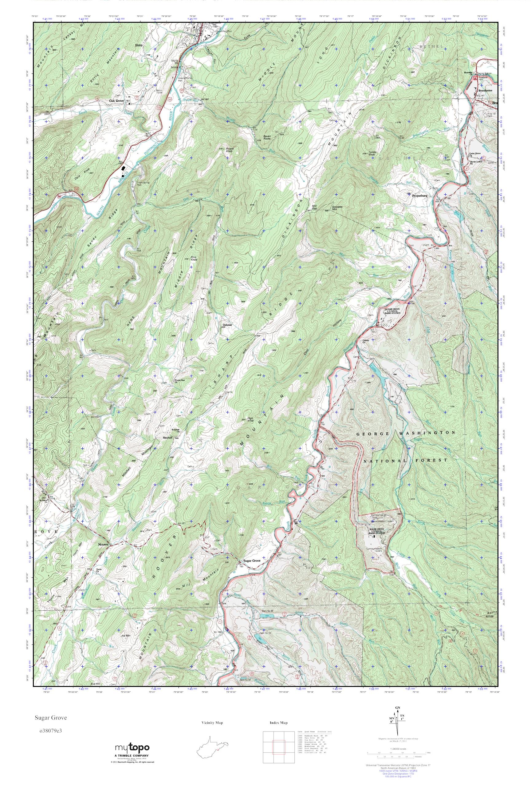 MyTopo Sugar Grove, West Virginia USGS Quad Topo Map