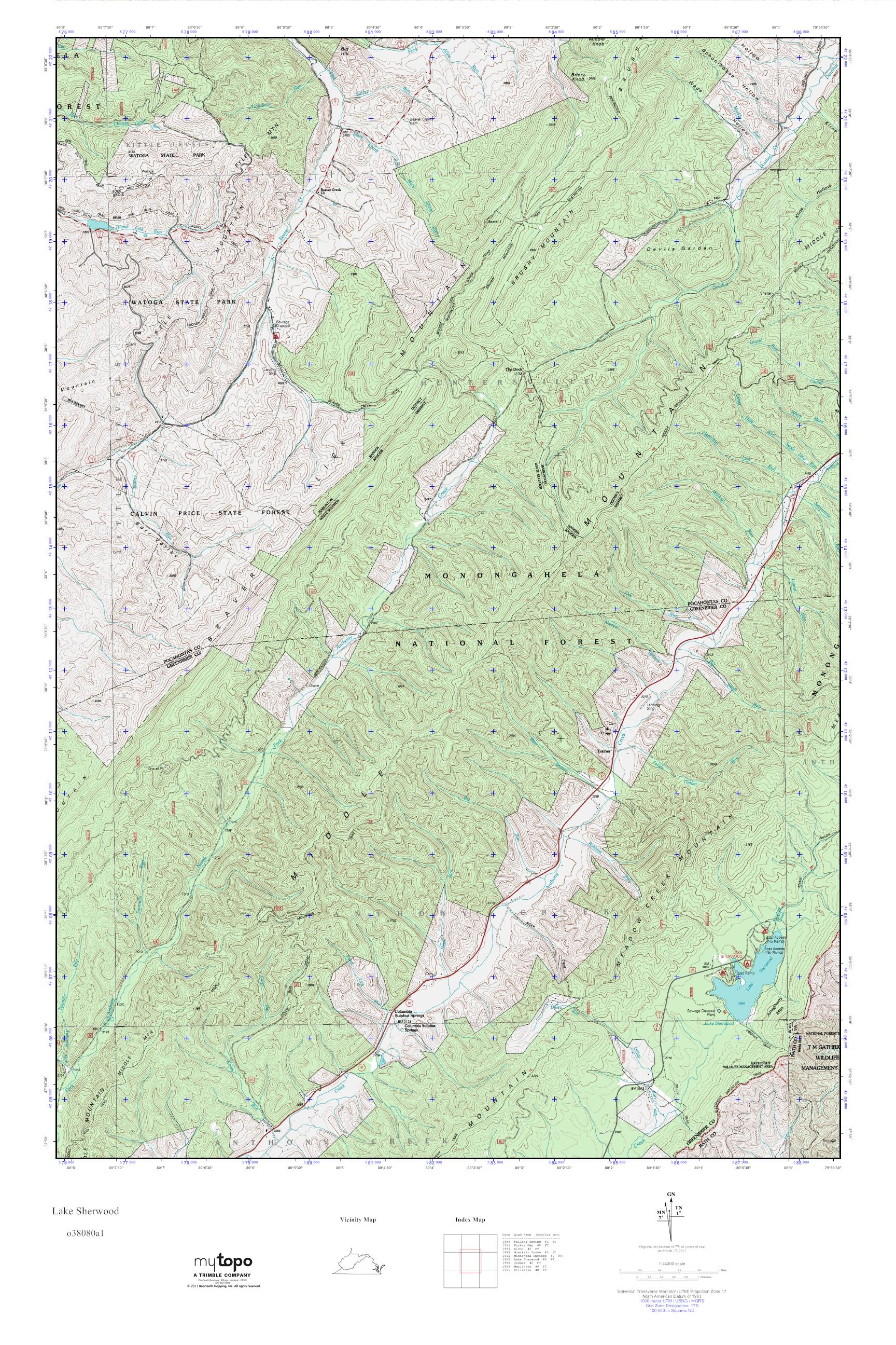 MyTopo Lake Sherwood, West Virginia USGS Quad Topo Map