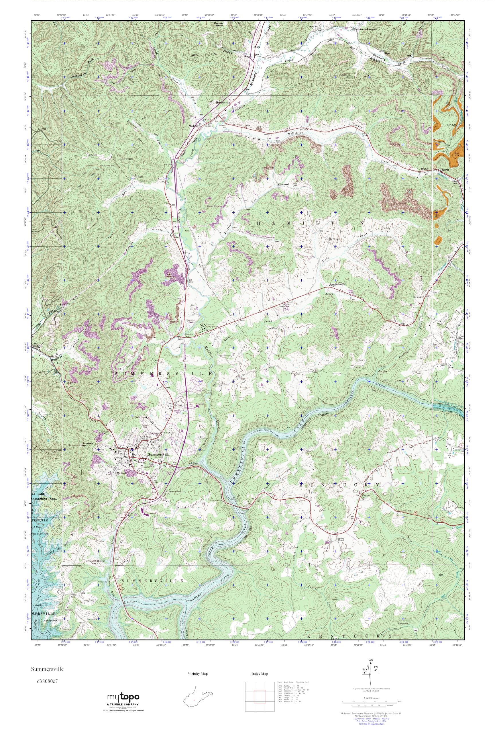 MyTopo Summersville, West Virginia USGS Quad Topo Map