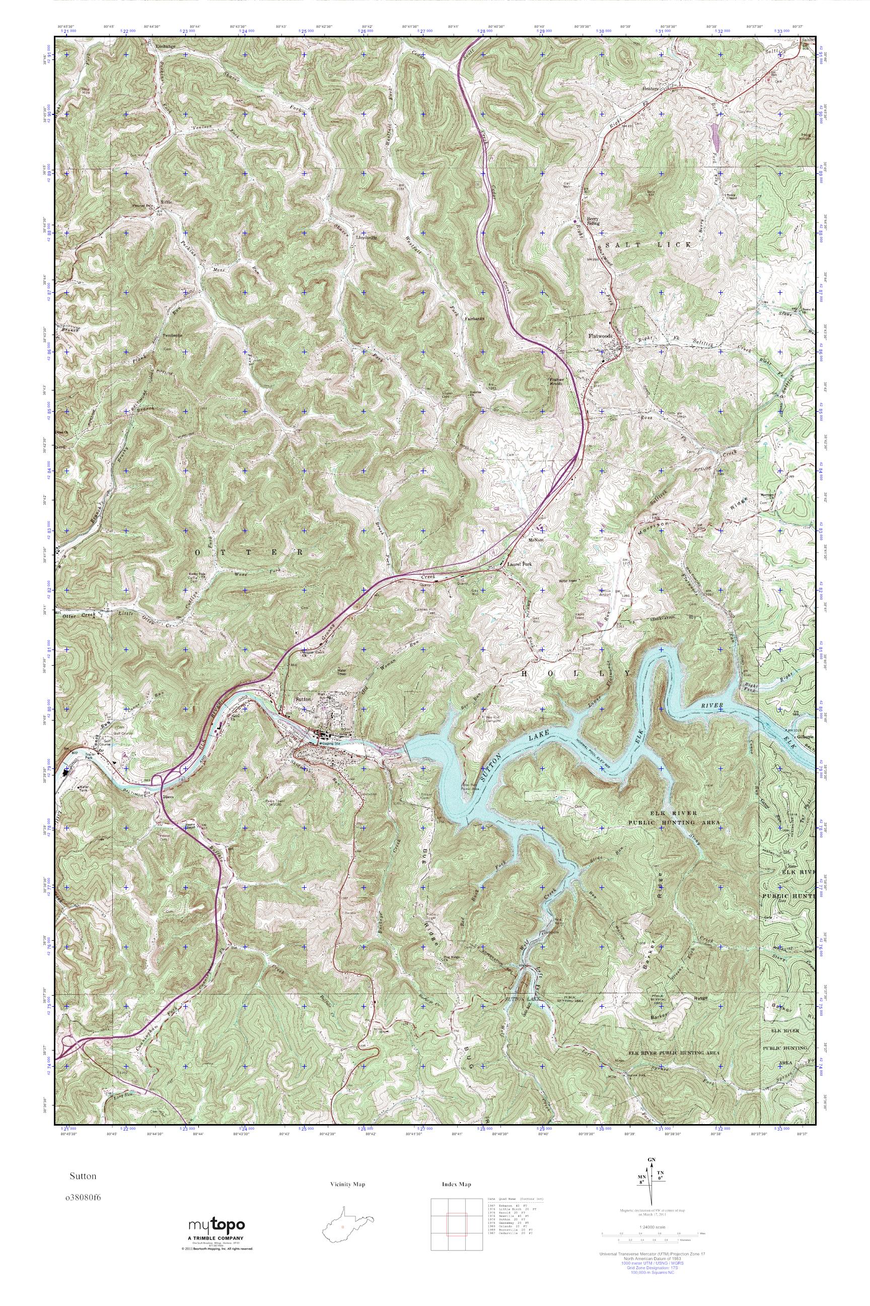 MyTopo Sutton, West Virginia USGS Quad Topo Map