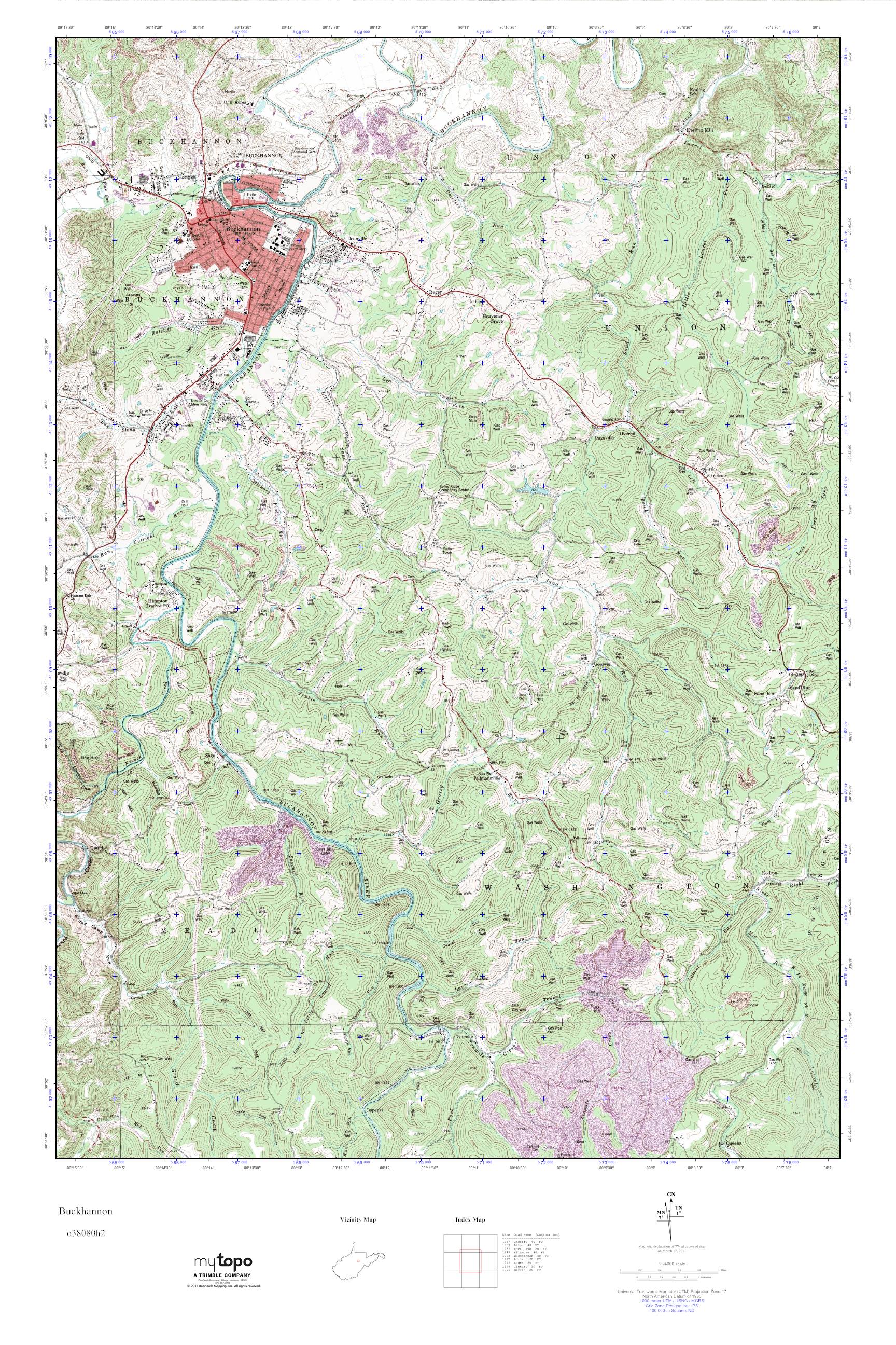 MyTopo Buckhannon, West Virginia USGS Quad Topo Map