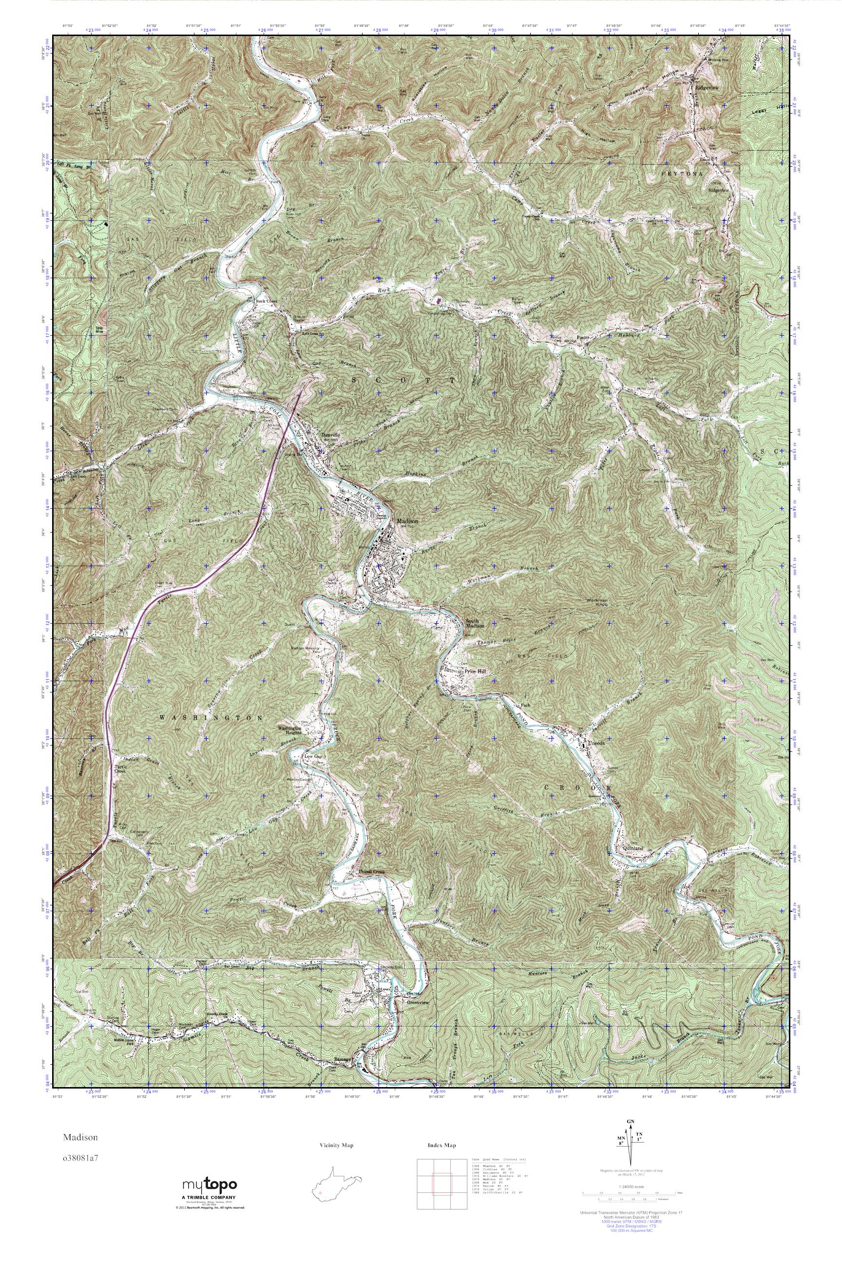 MyTopo Madison, West Virginia USGS Quad Topo Map