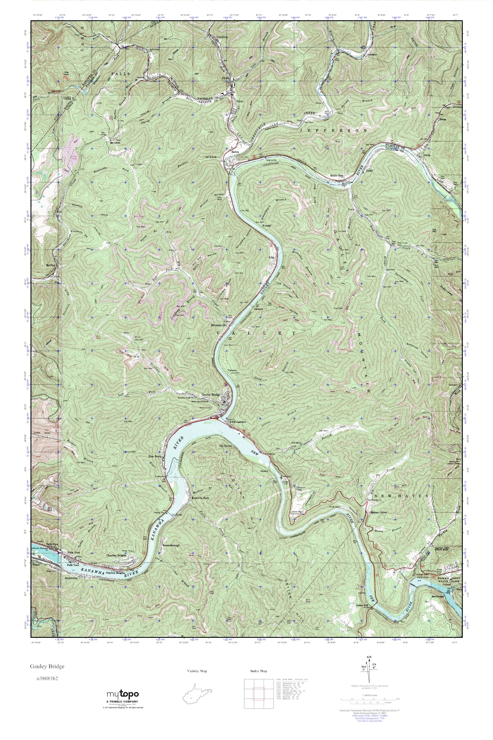 MyTopo Gauley Bridge, West Virginia USGS Quad Topo Map