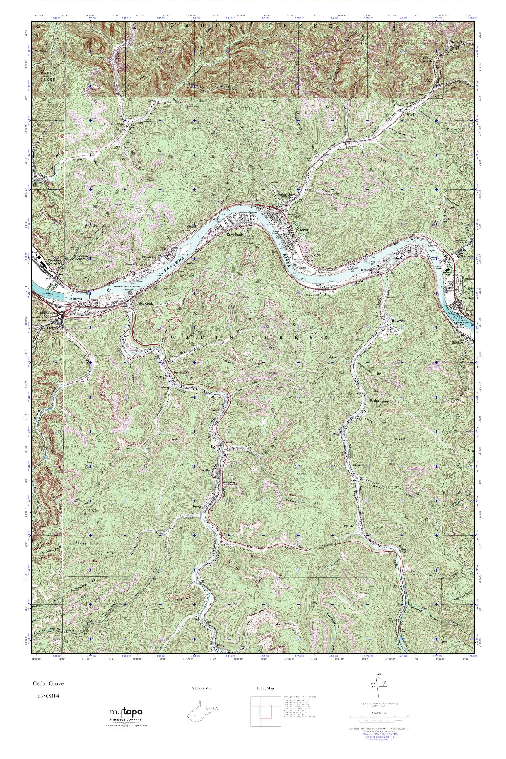 MyTopo Cedar Grove, West Virginia USGS Quad Topo Map