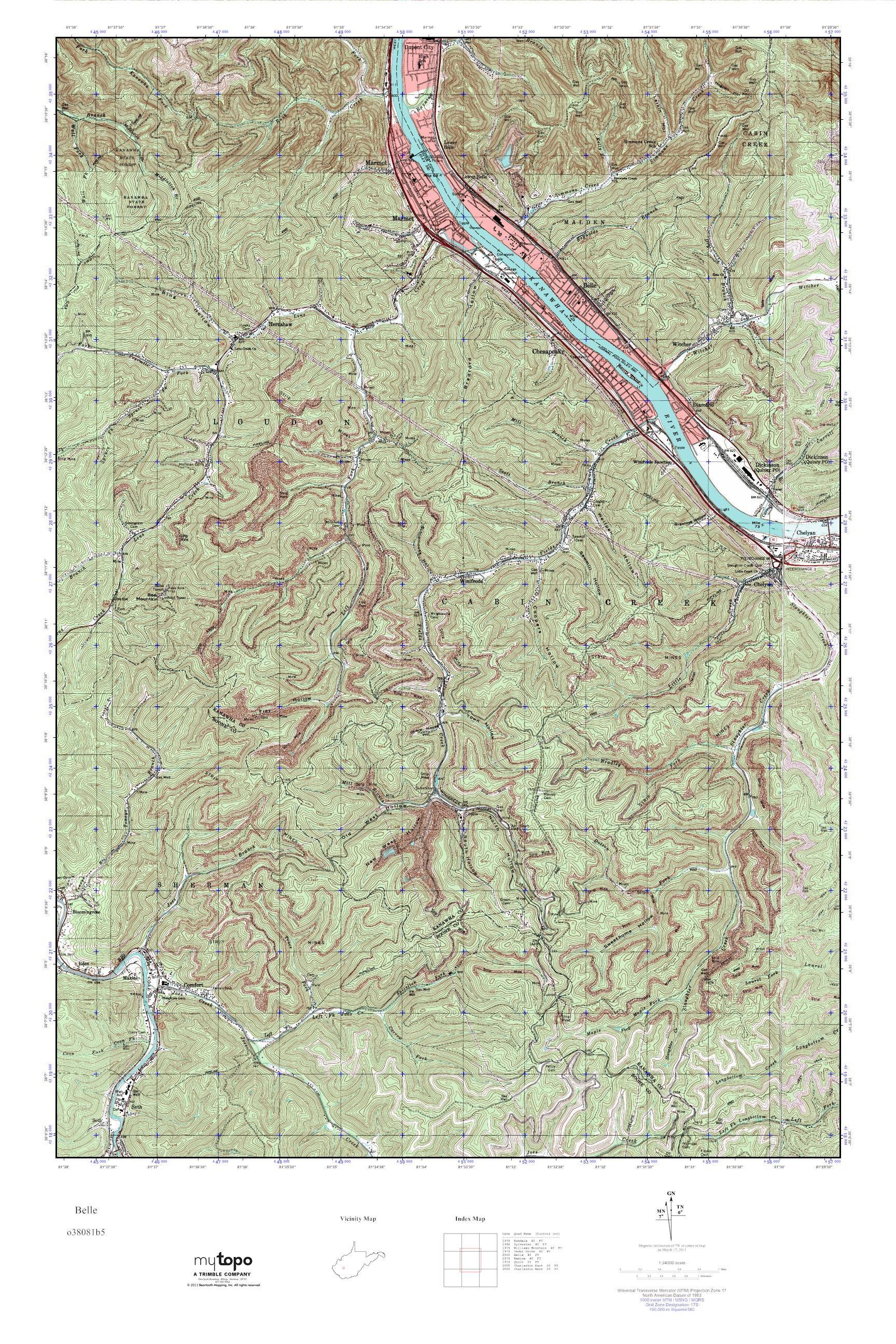 MyTopo Belle, West Virginia USGS Quad Topo Map