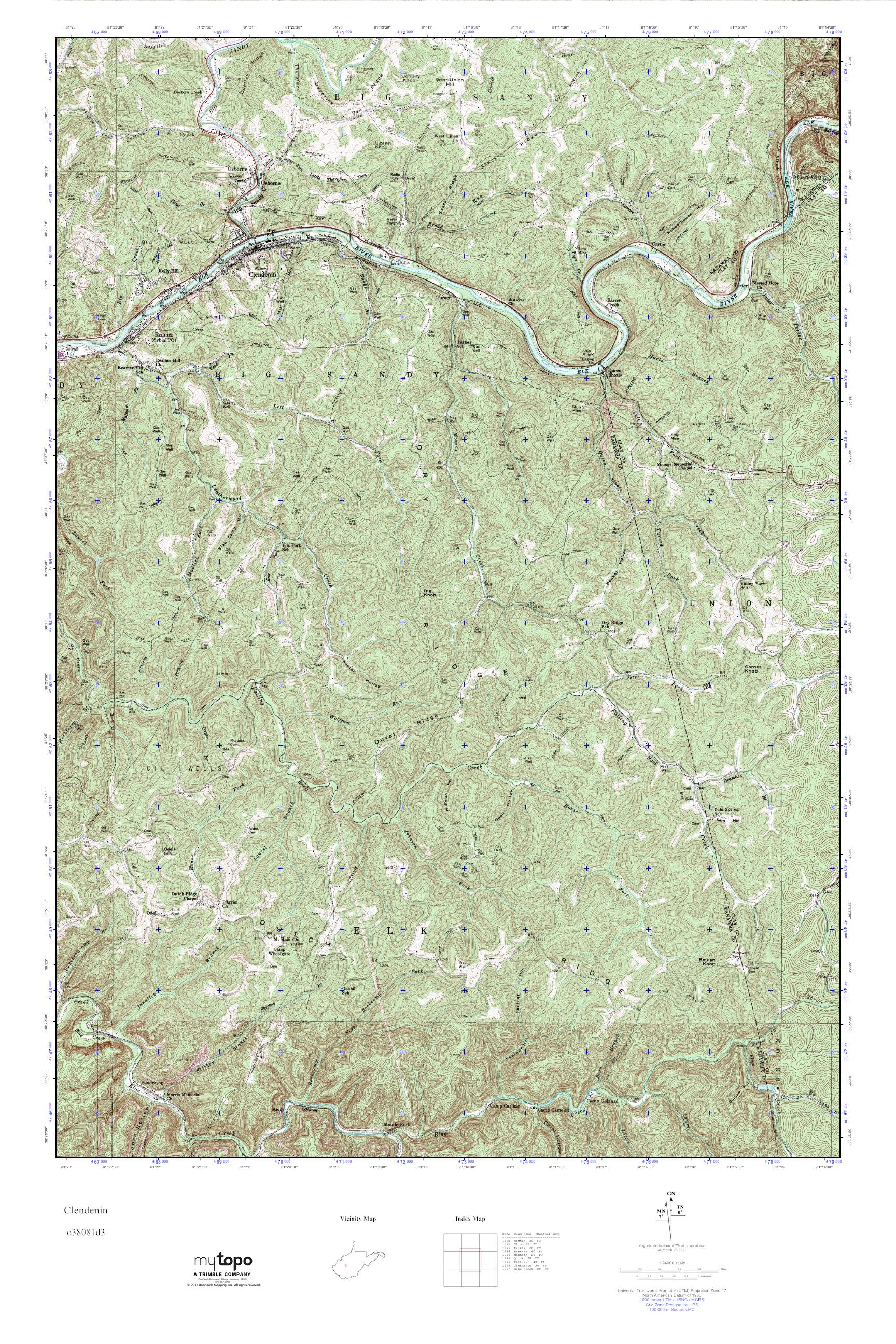 MyTopo Clendenin, West Virginia USGS Quad Topo Map