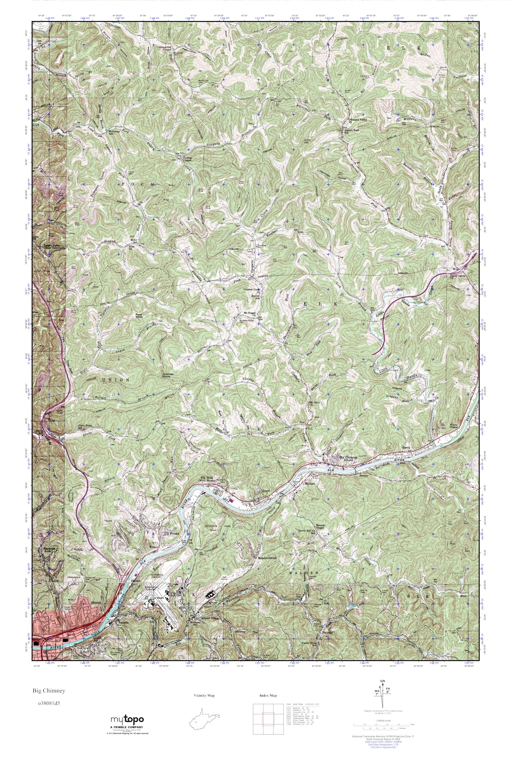 MyTopo Big Chimney, West Virginia USGS Quad Topo Map