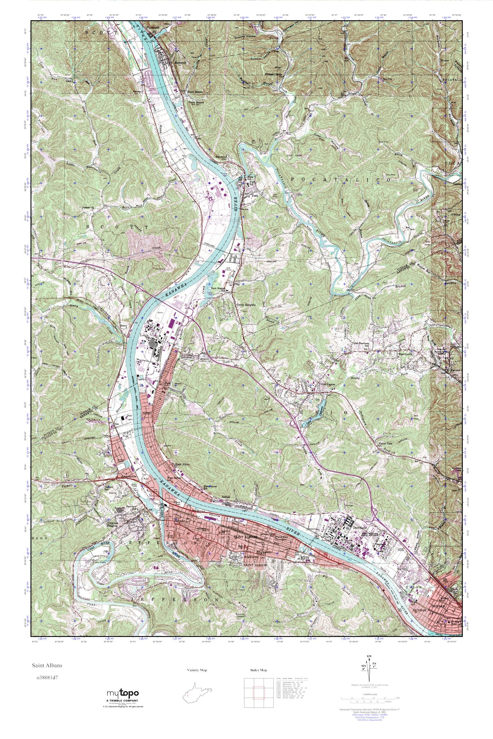 MyTopo Saint Albans, West Virginia USGS Quad Topo Map