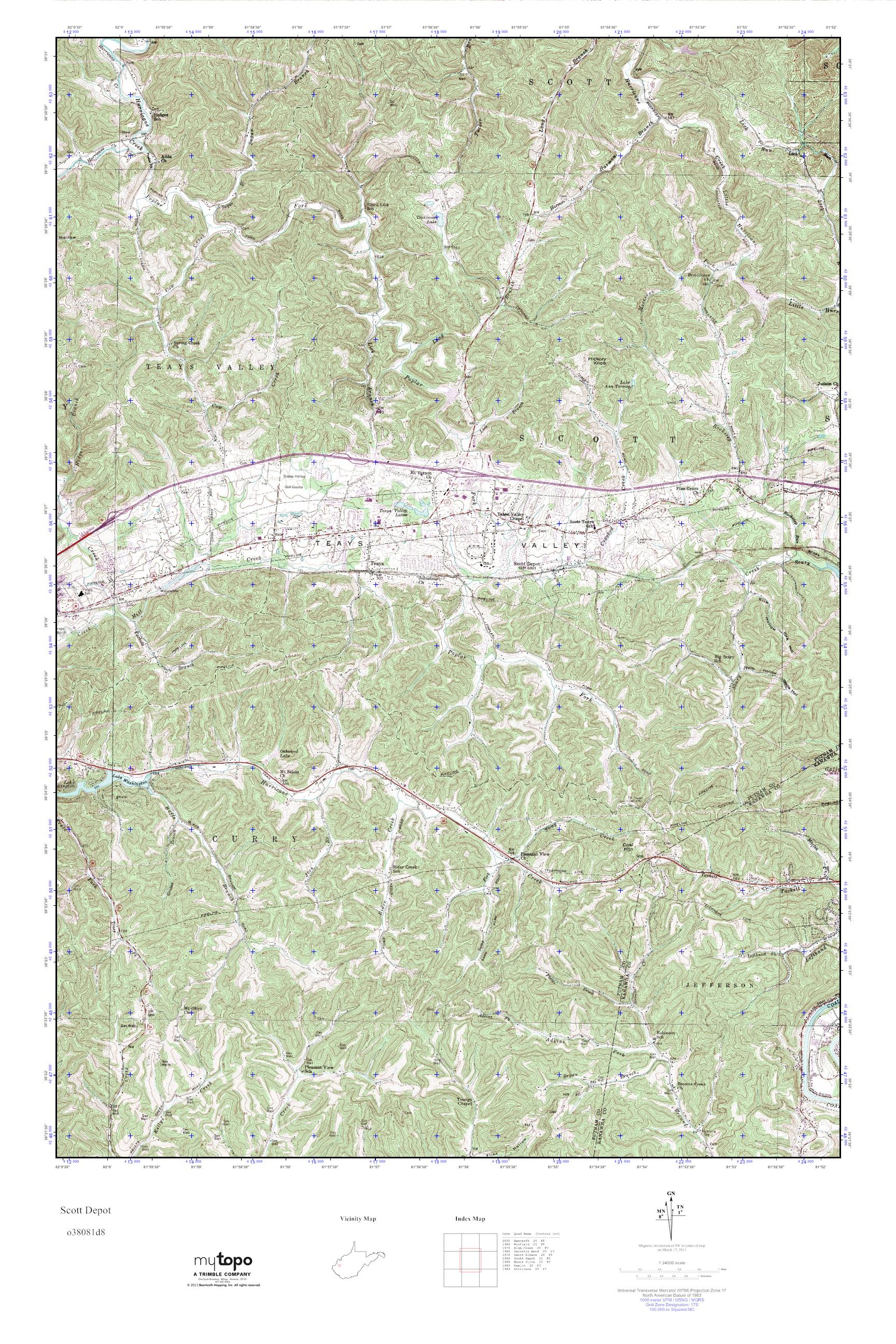 MyTopo Scott Depot, West Virginia USGS Quad Topo Map