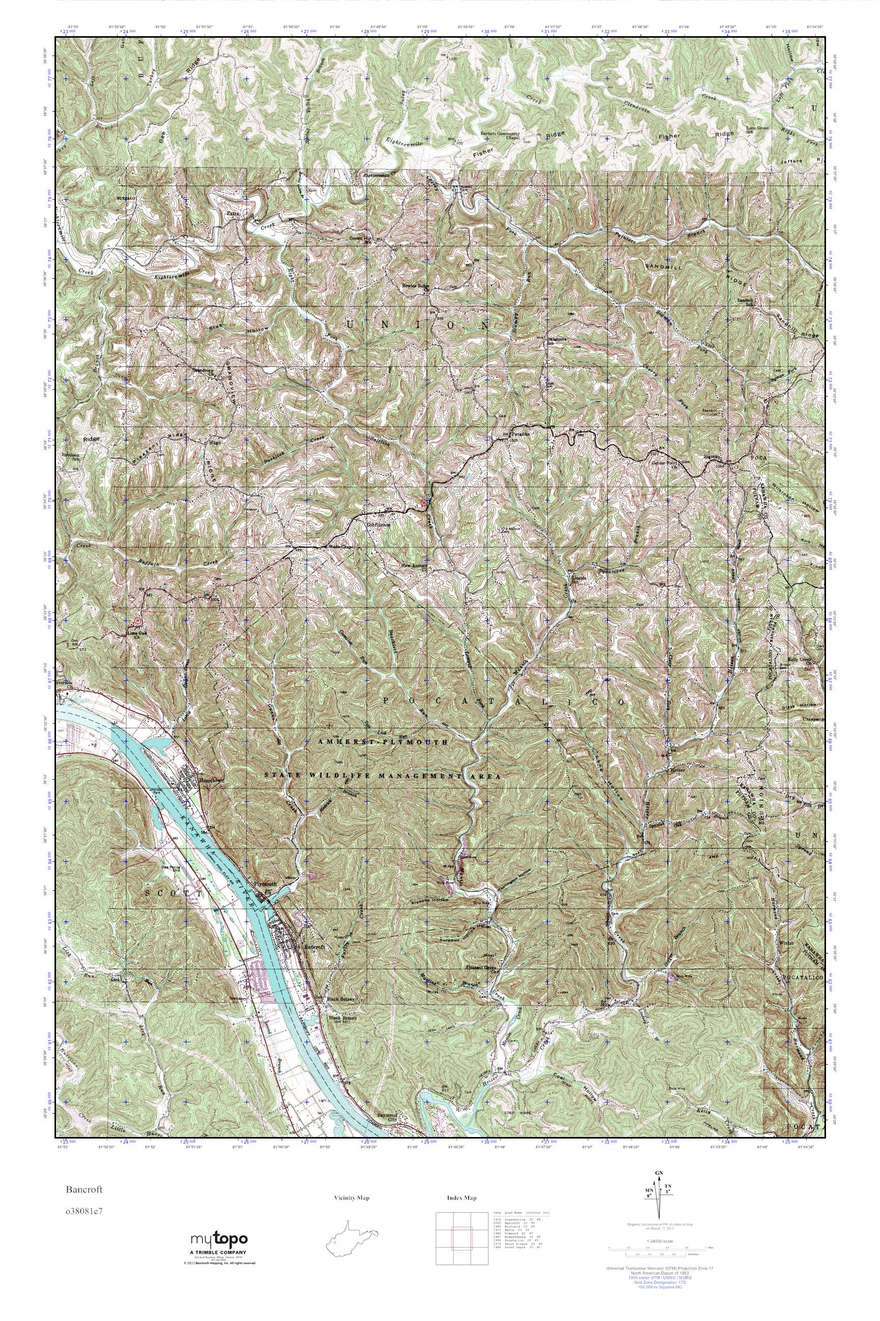 MyTopo Bancroft, West Virginia USGS Quad Topo Map