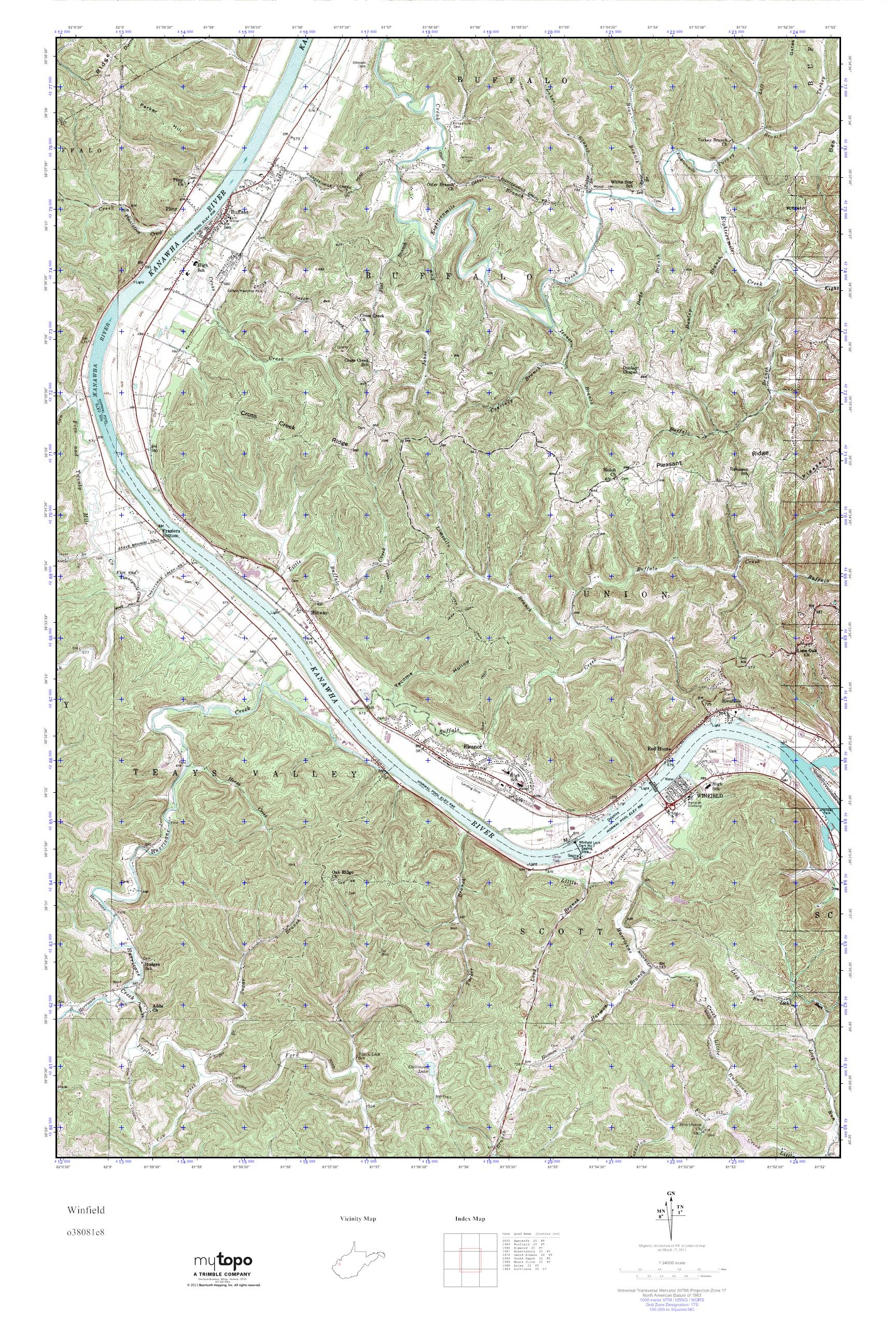 MyTopo Winfield, West Virginia USGS Quad Topo Map