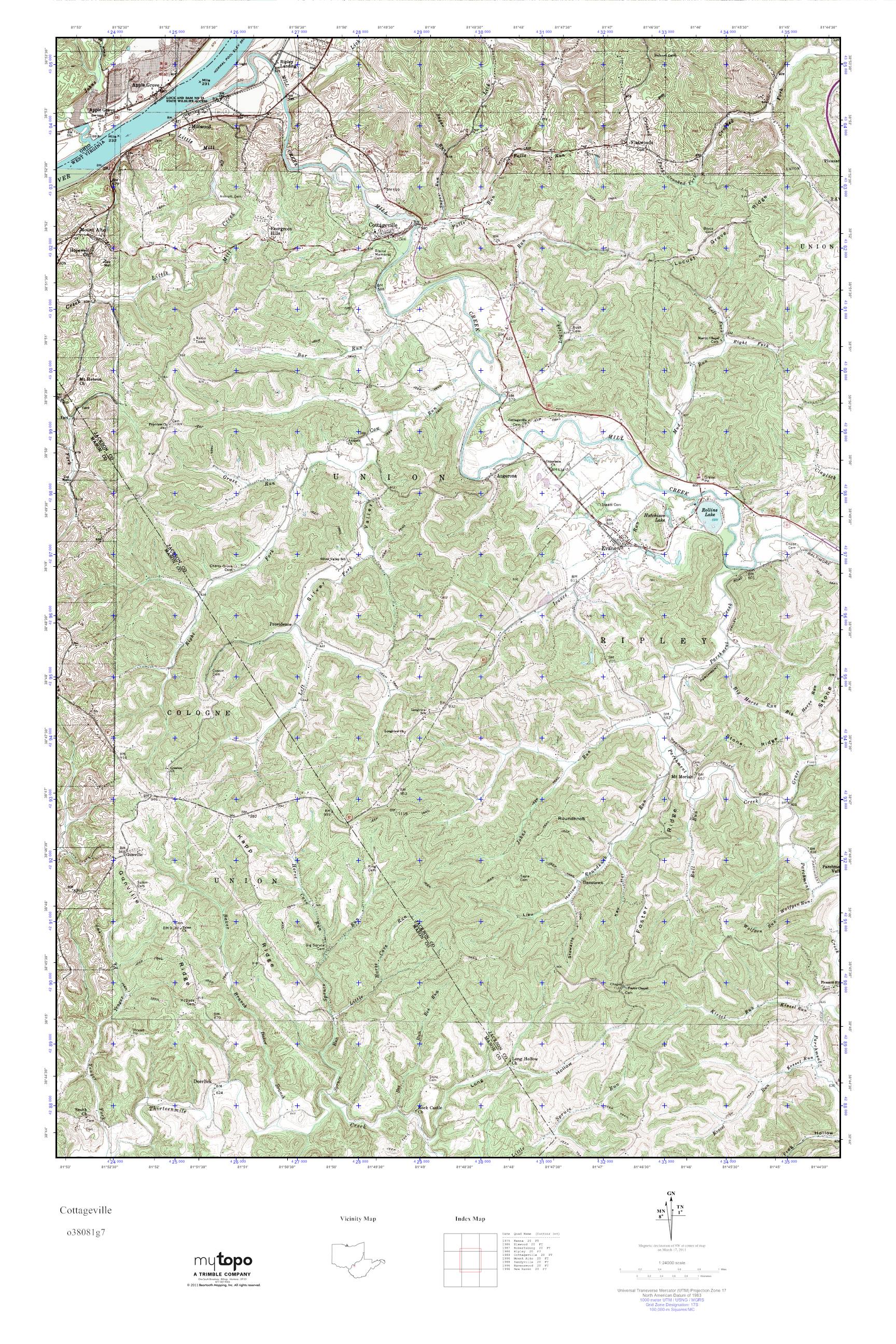 MyTopo Cottageville, West Virginia USGS Quad Topo Map