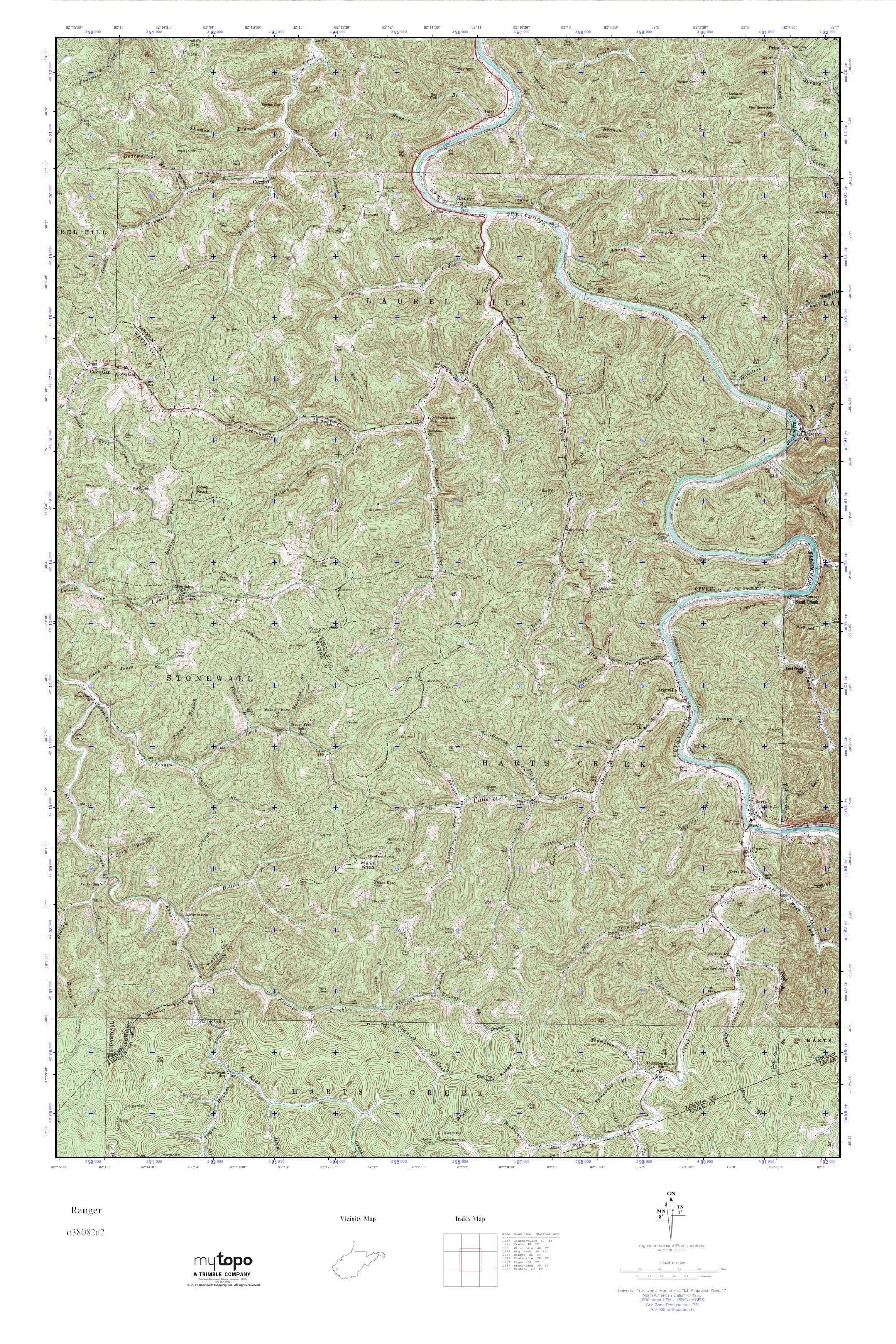 MyTopo Ranger, West Virginia USGS Quad Topo Map