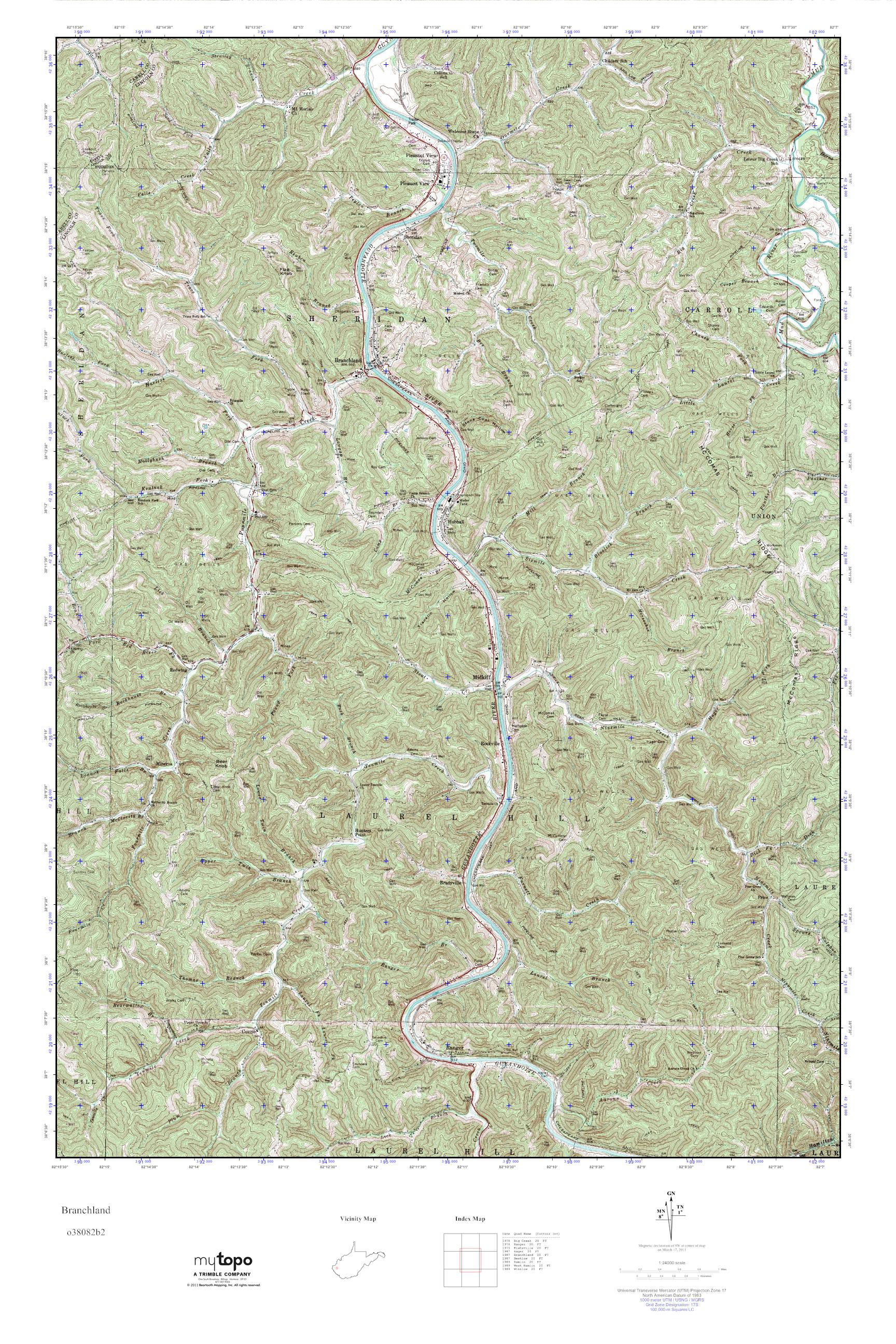 MyTopo Branchland, West Virginia USGS Quad Topo Map