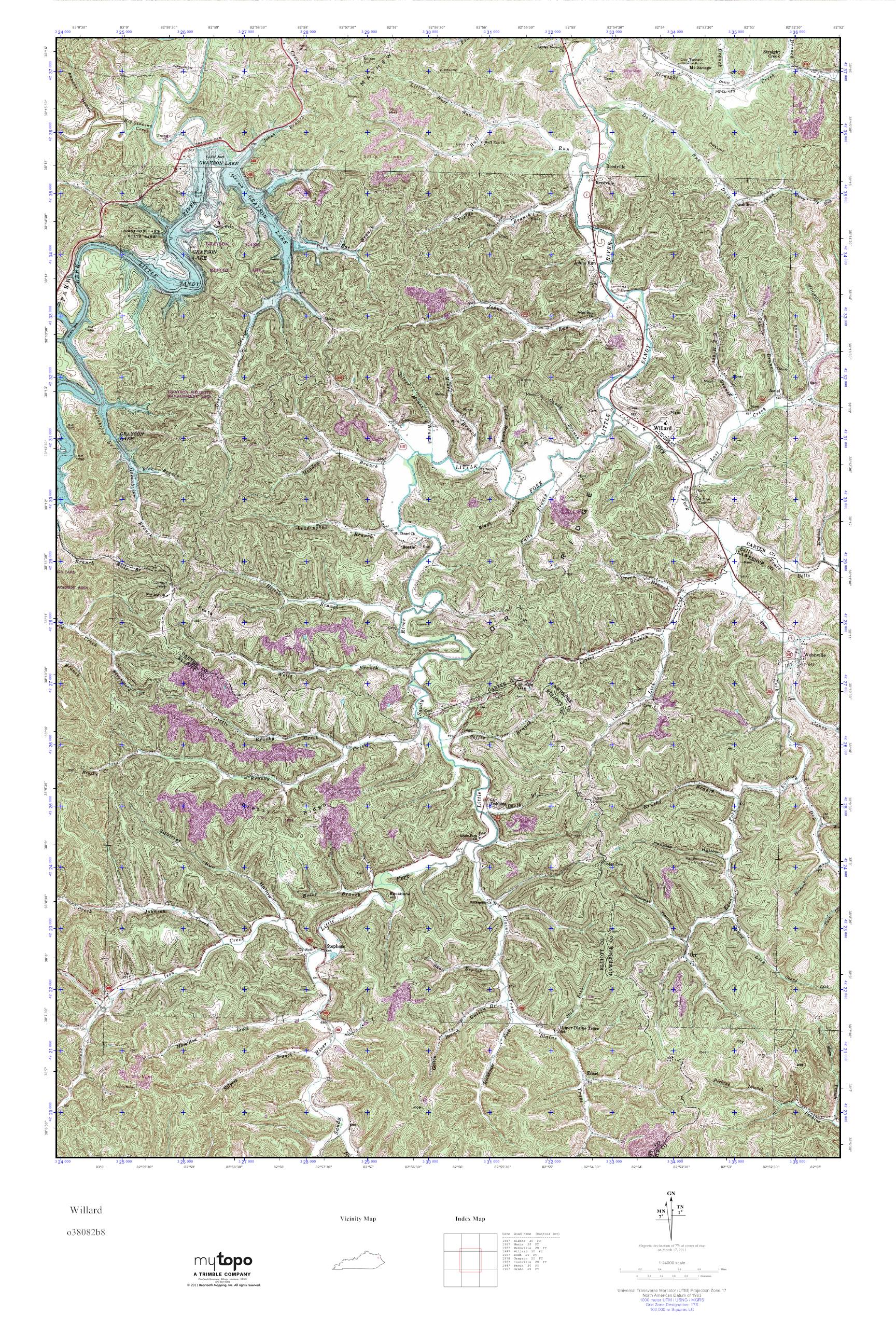 MyTopo Willard, Kentucky USGS Quad Topo Map