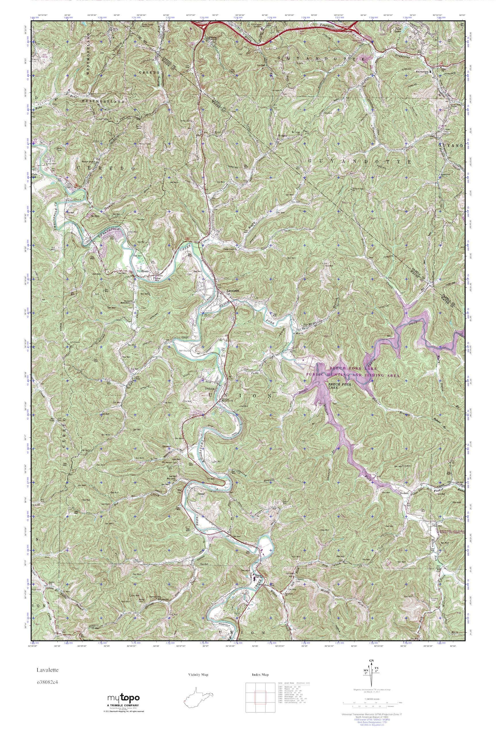 MyTopo Lavalette, West Virginia USGS Quad Topo Map