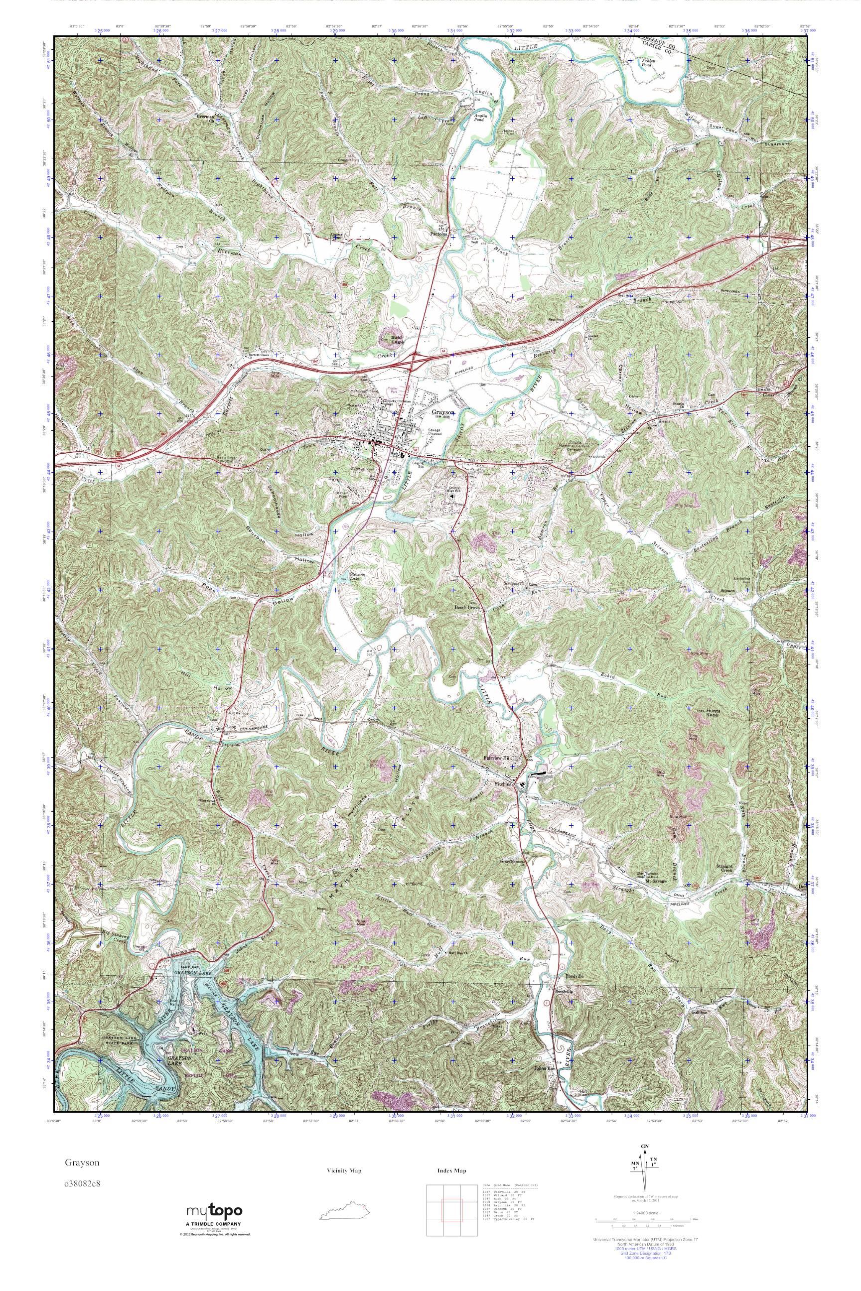 MyTopo Grayson, Kentucky USGS Quad Topo Map