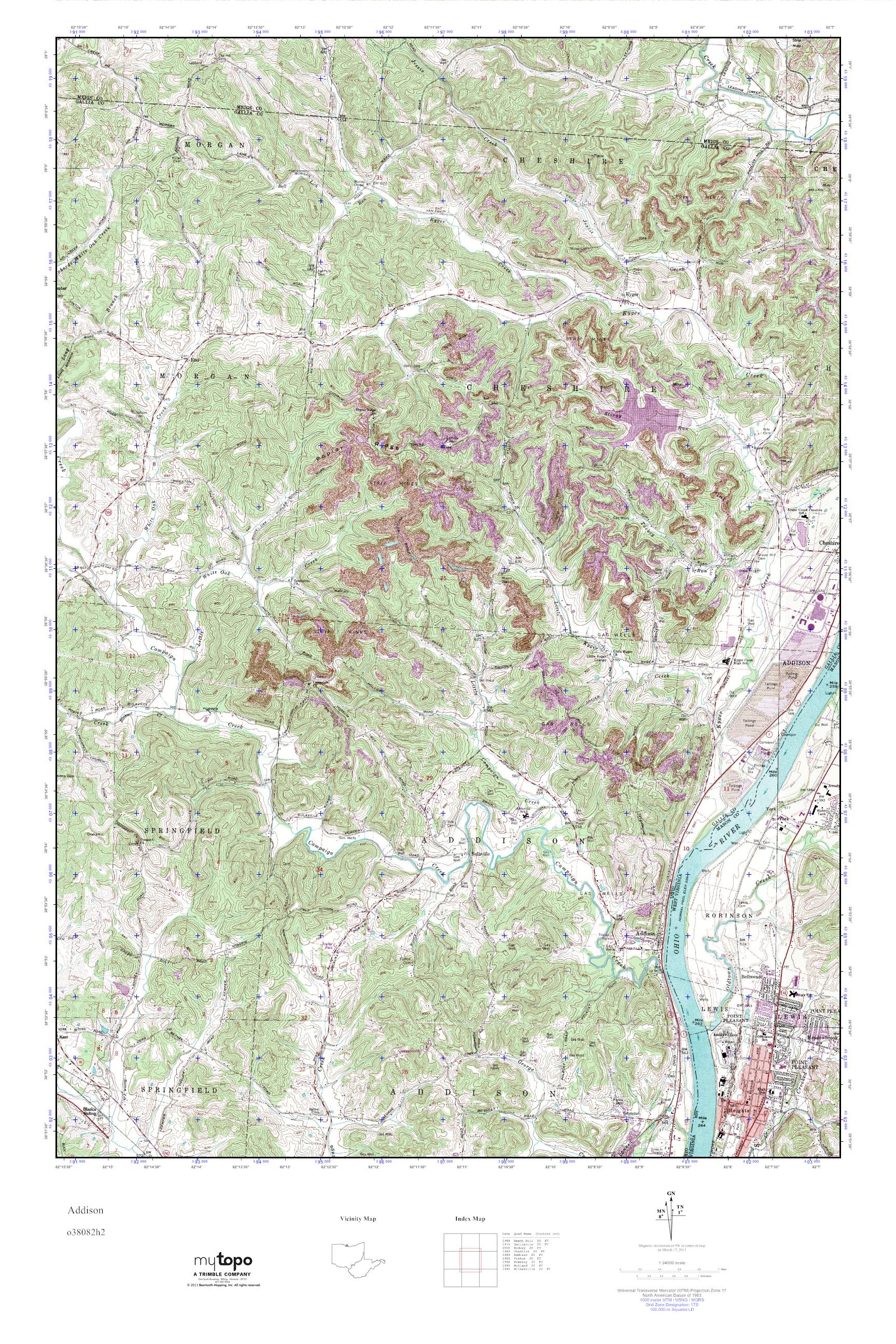 MyTopo Addison, West Virginia USGS Quad Topo Map
