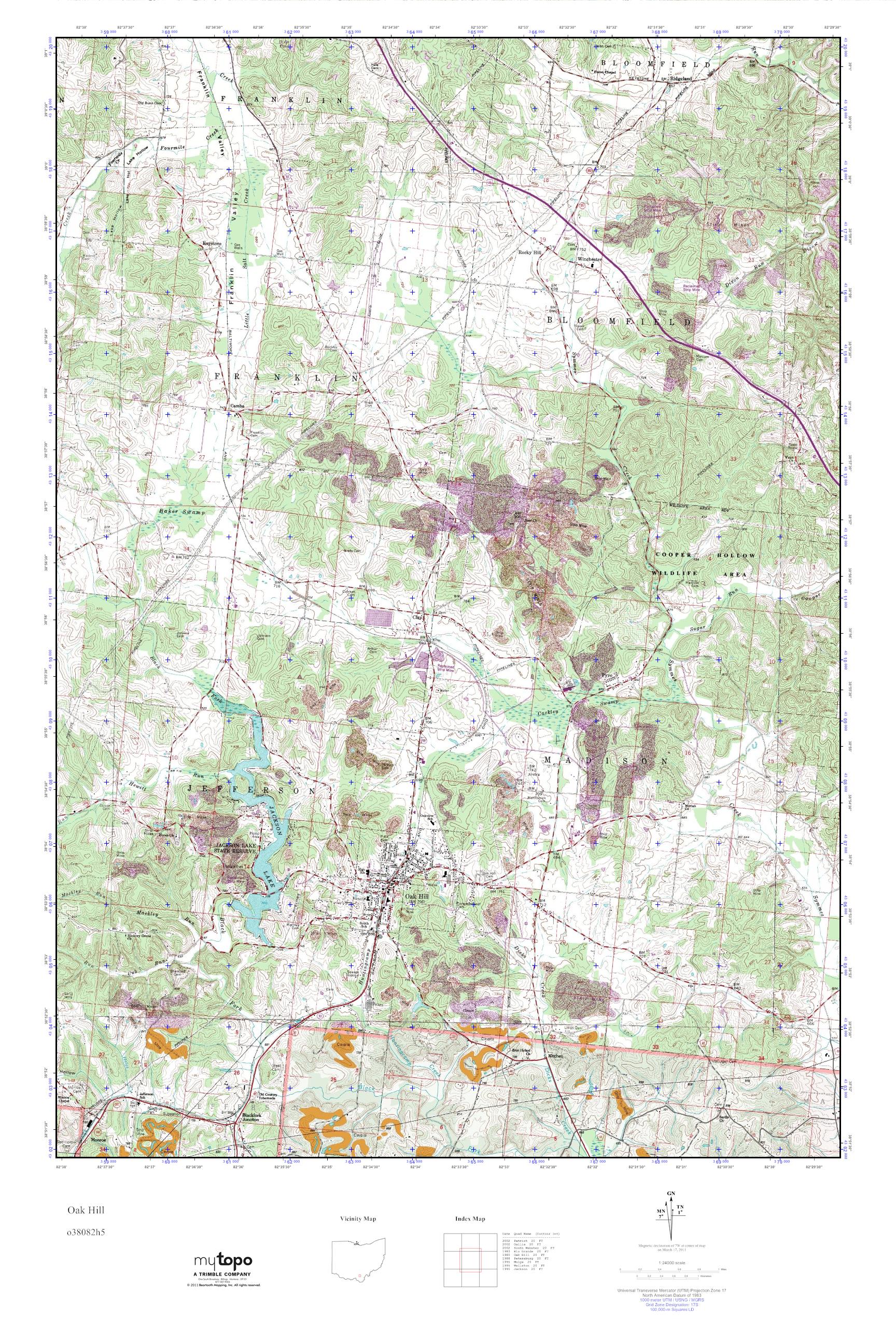 MyTopo Oak Hill, Ohio USGS Quad Topo Map