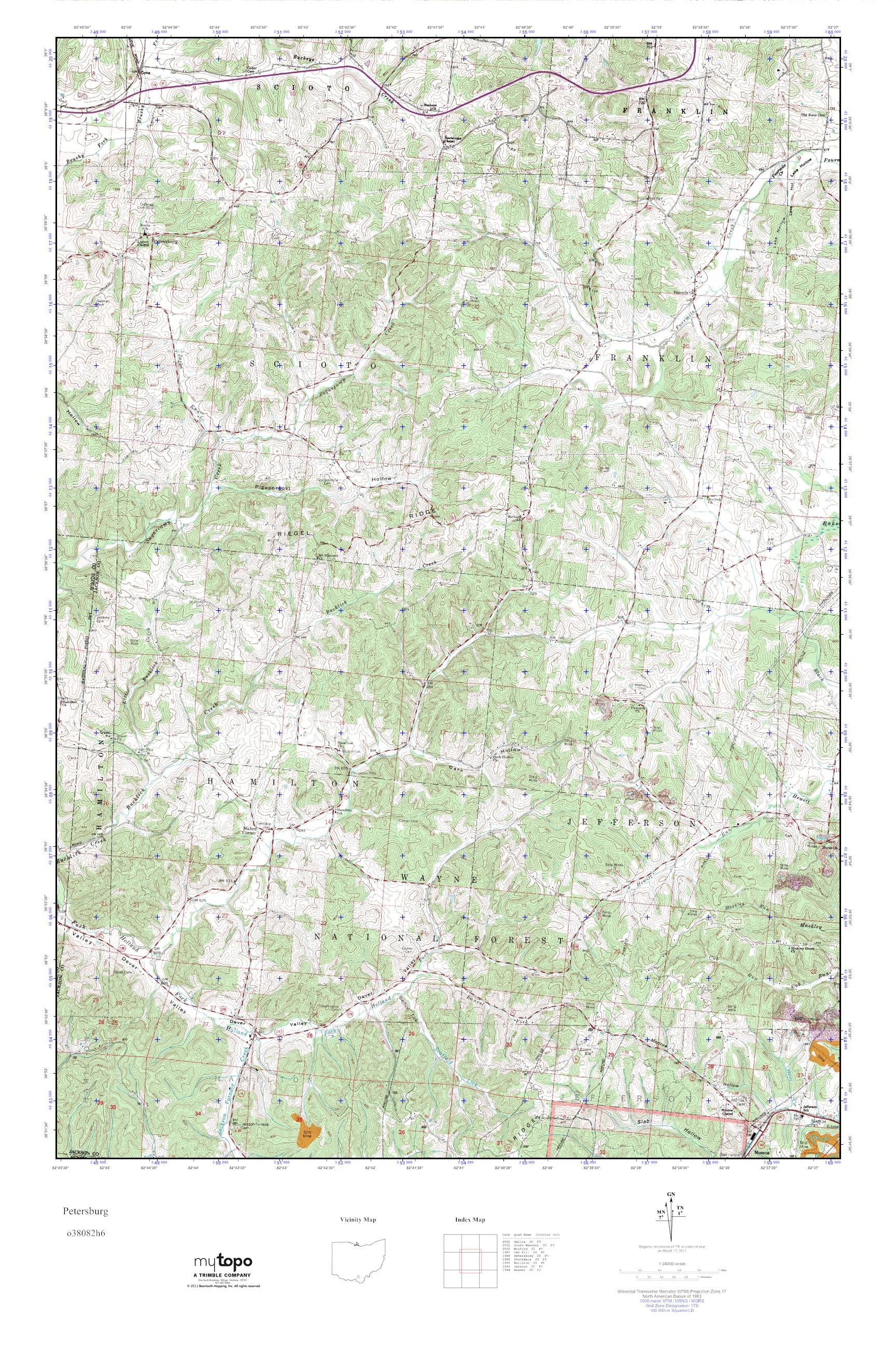 MyTopo Petersburg, Ohio USGS Quad Topo Map