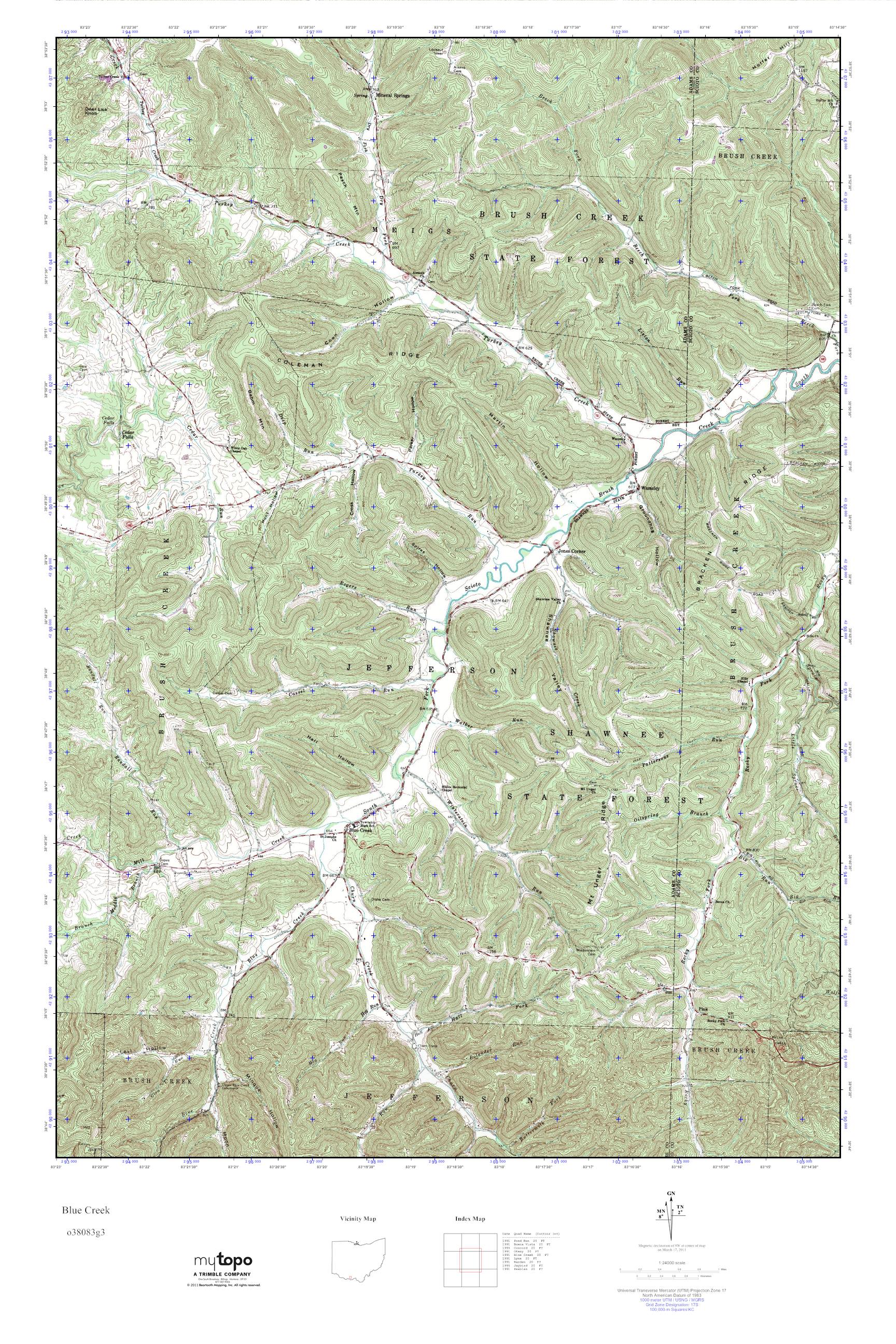 MyTopo Blue Creek, Ohio USGS Quad Topo Map
