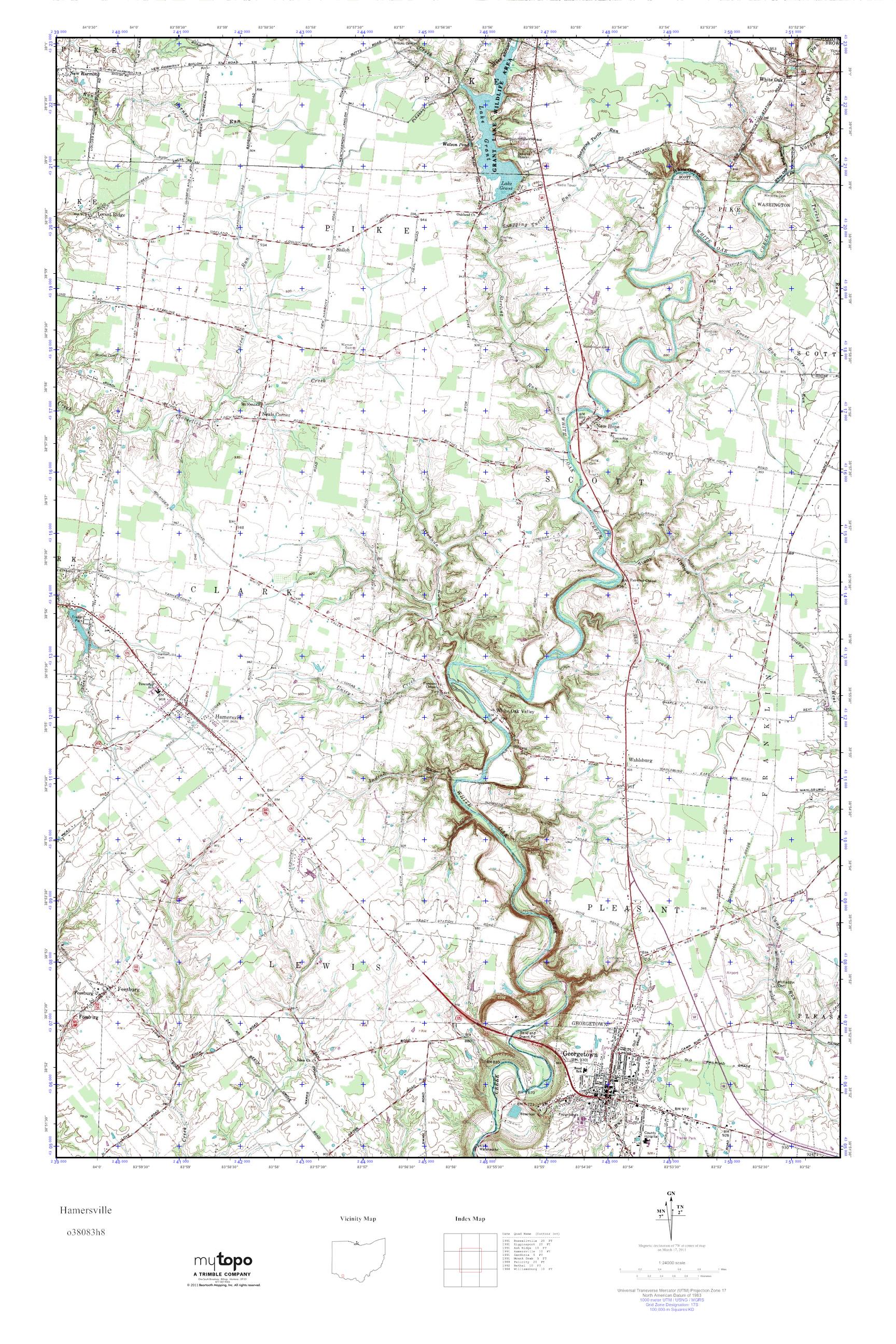 MyTopo Hamersville, Ohio USGS Quad Topo Map