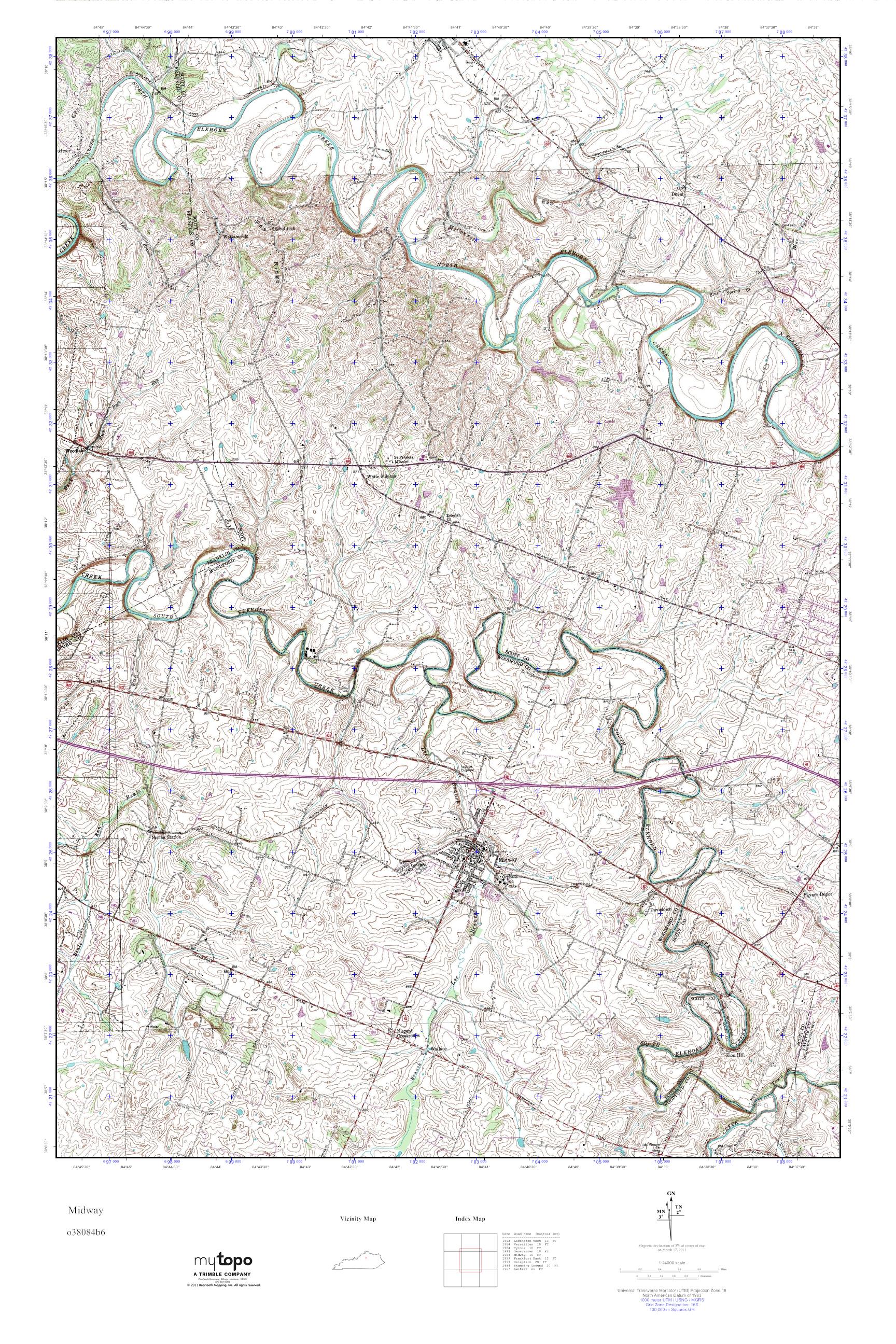 MyTopo Midway, Kentucky USGS Quad Topo Map