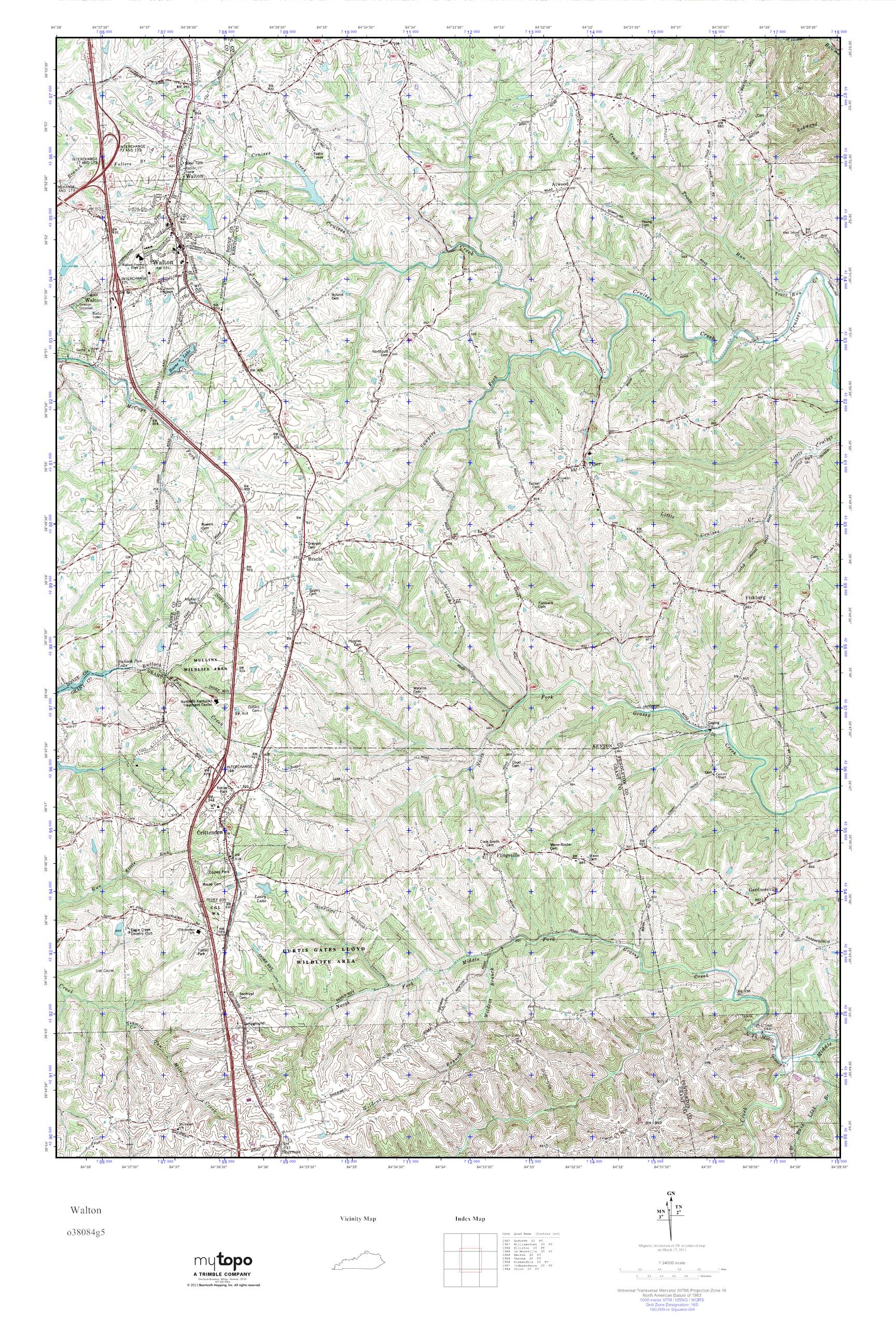 MyTopo Walton, Kentucky USGS Quad Topo Map