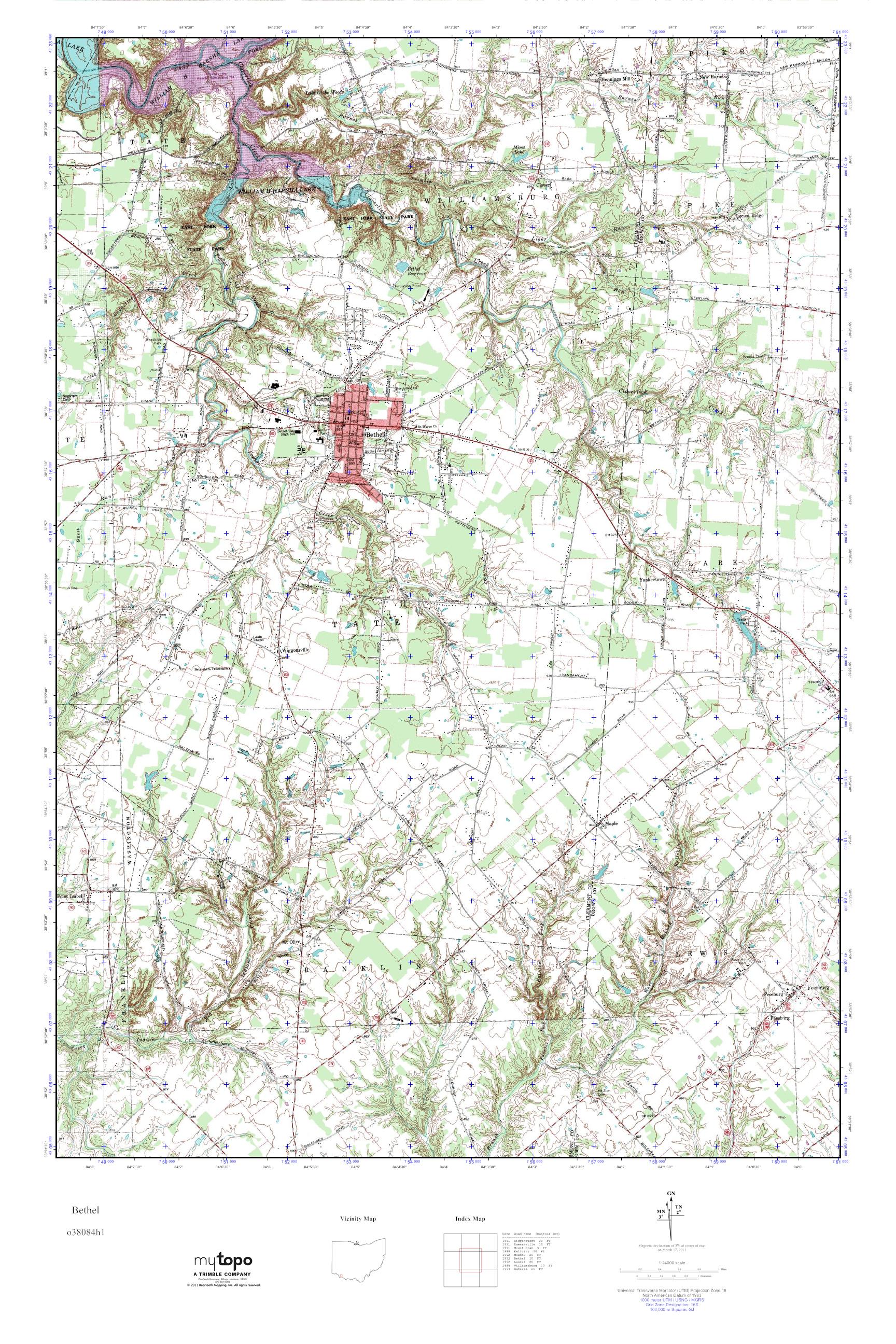 MyTopo Bethel, Ohio USGS Quad Topo Map