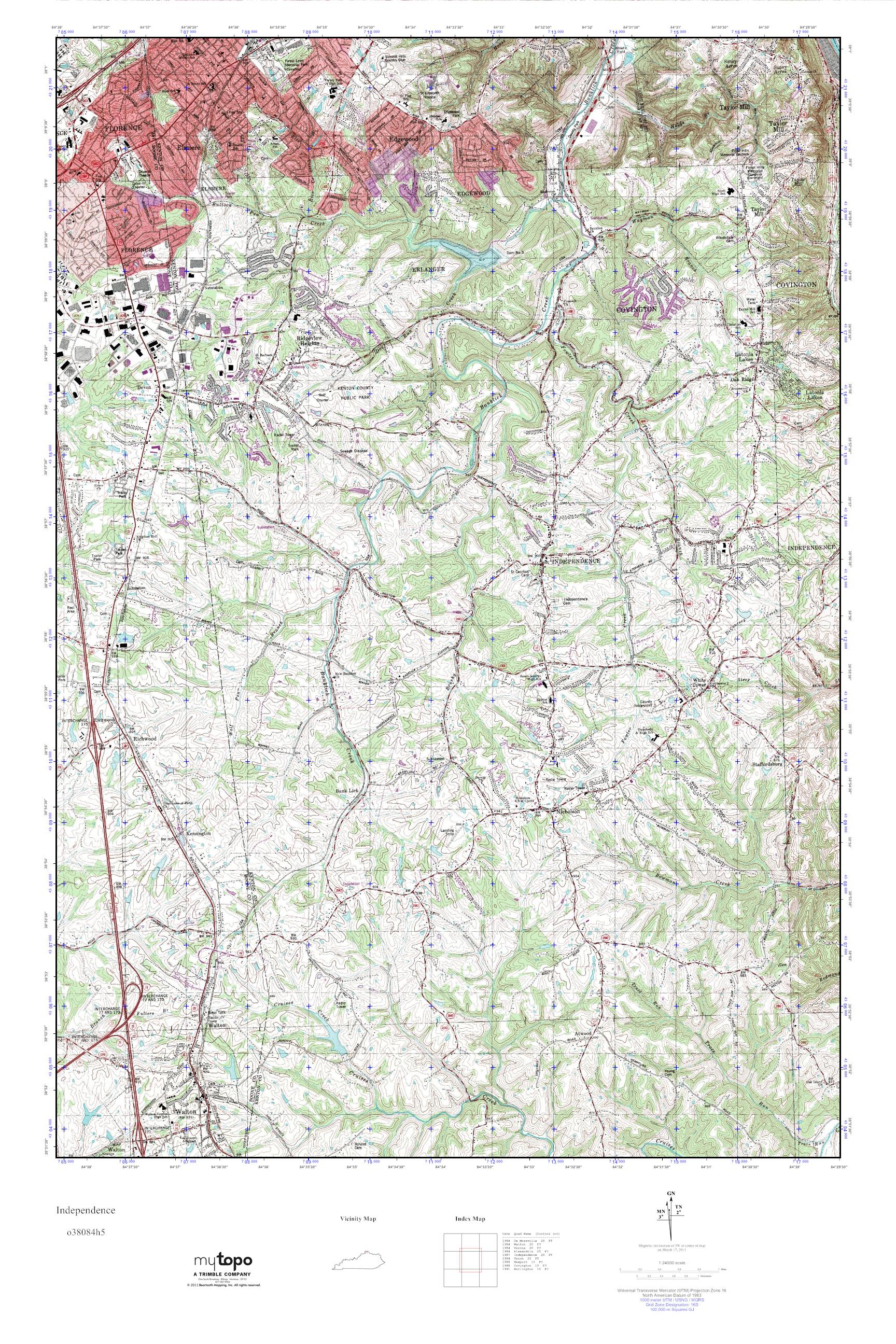 MyTopo Independence, Kentucky USGS Quad Topo Map