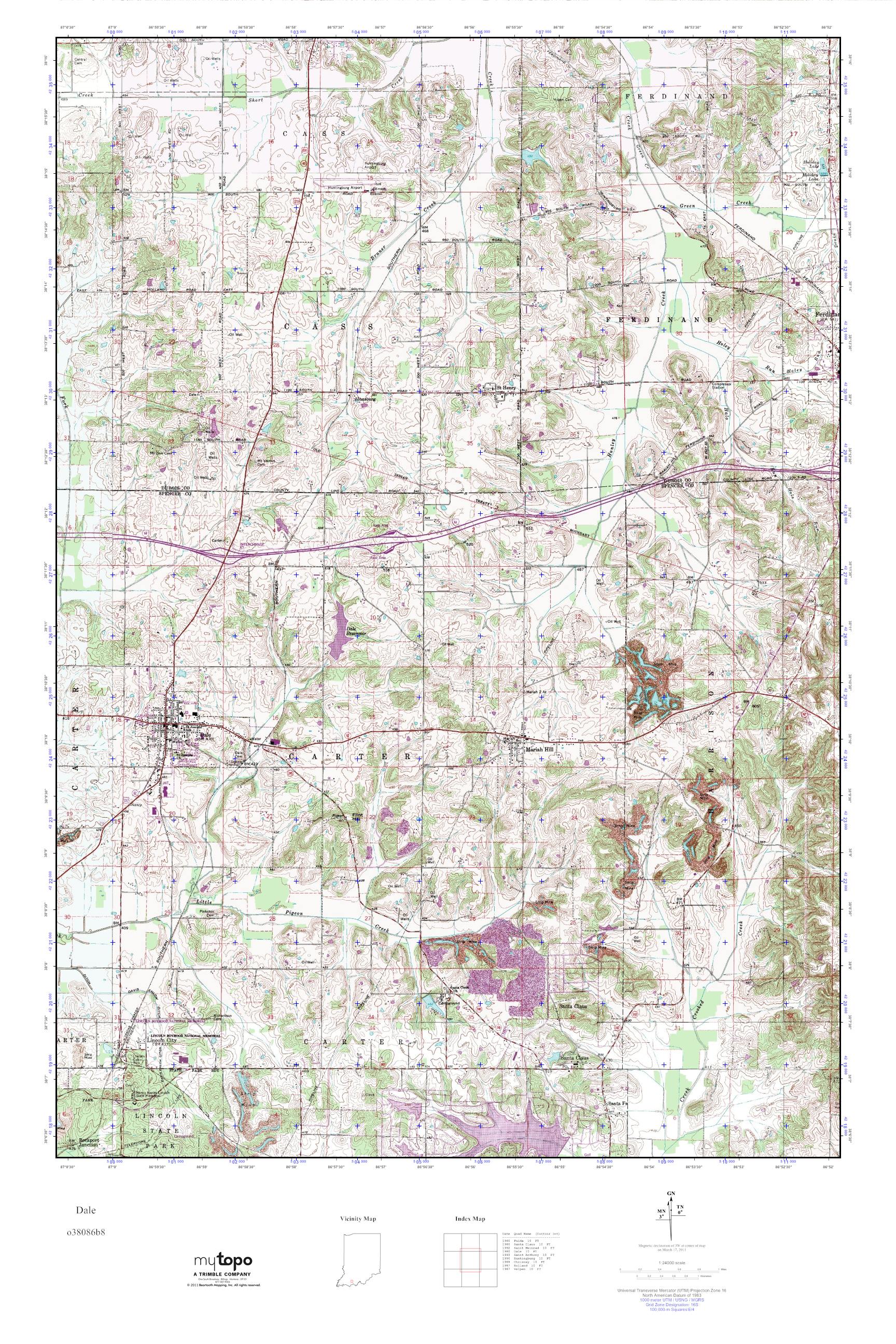 MyTopo Dale, Indiana USGS Quad Topo Map