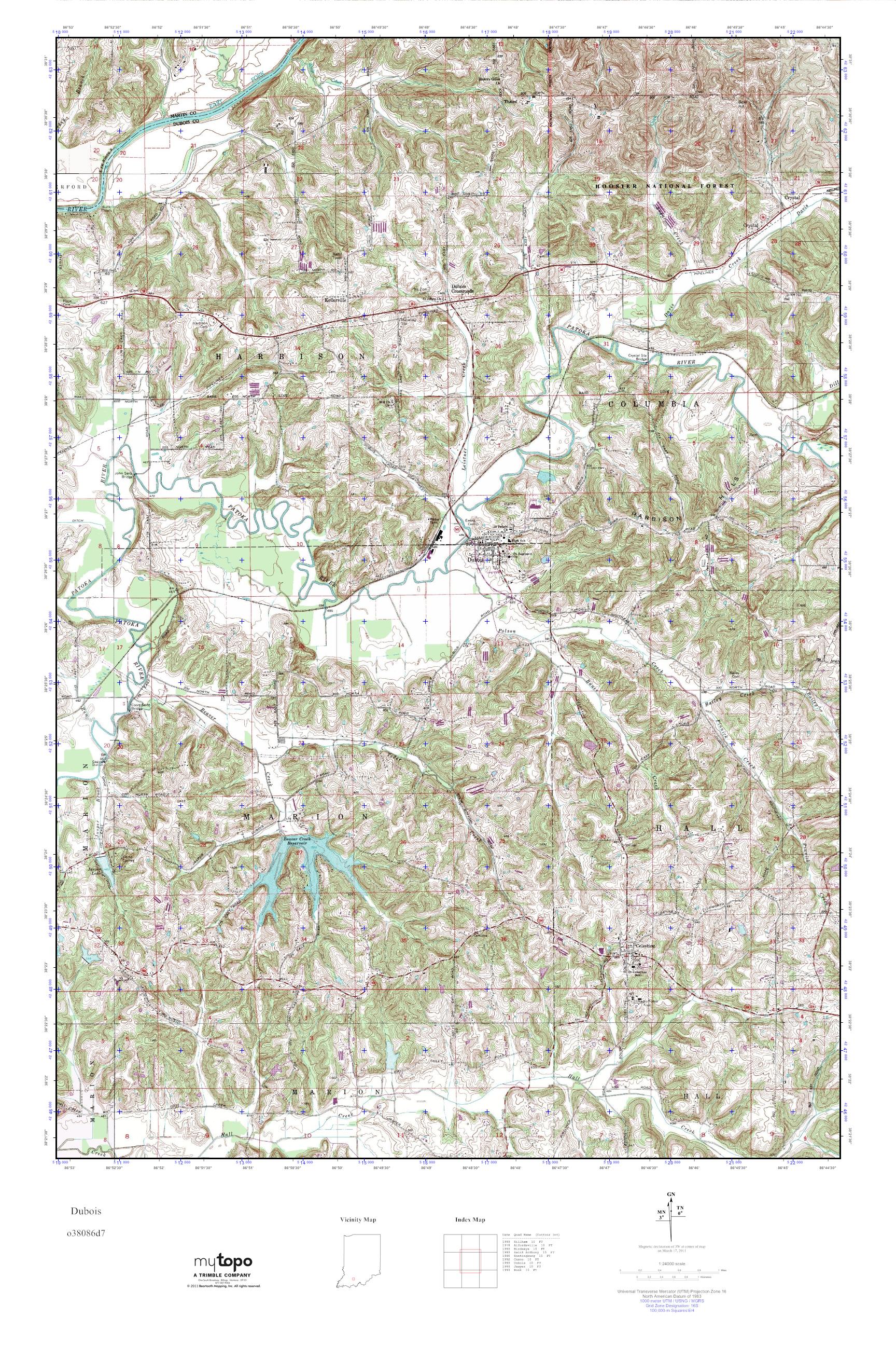 MyTopo Dubois, Indiana USGS Quad Topo Map