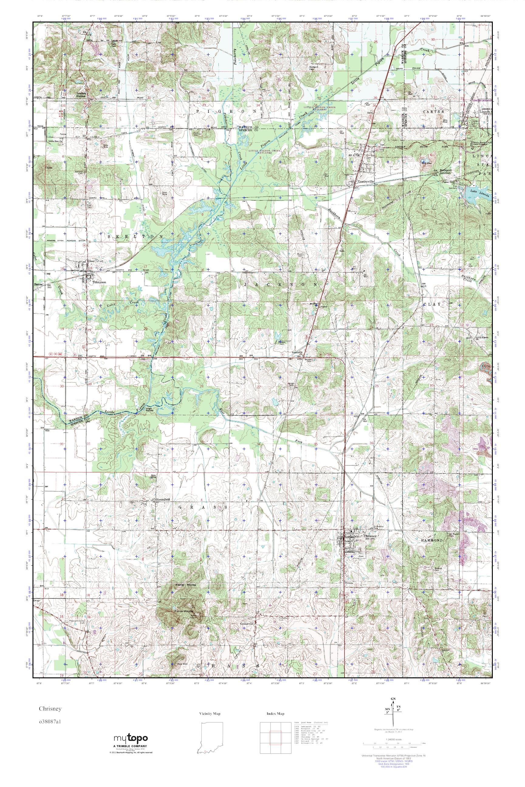 MyTopo Chrisney, Indiana USGS Quad Topo Map
