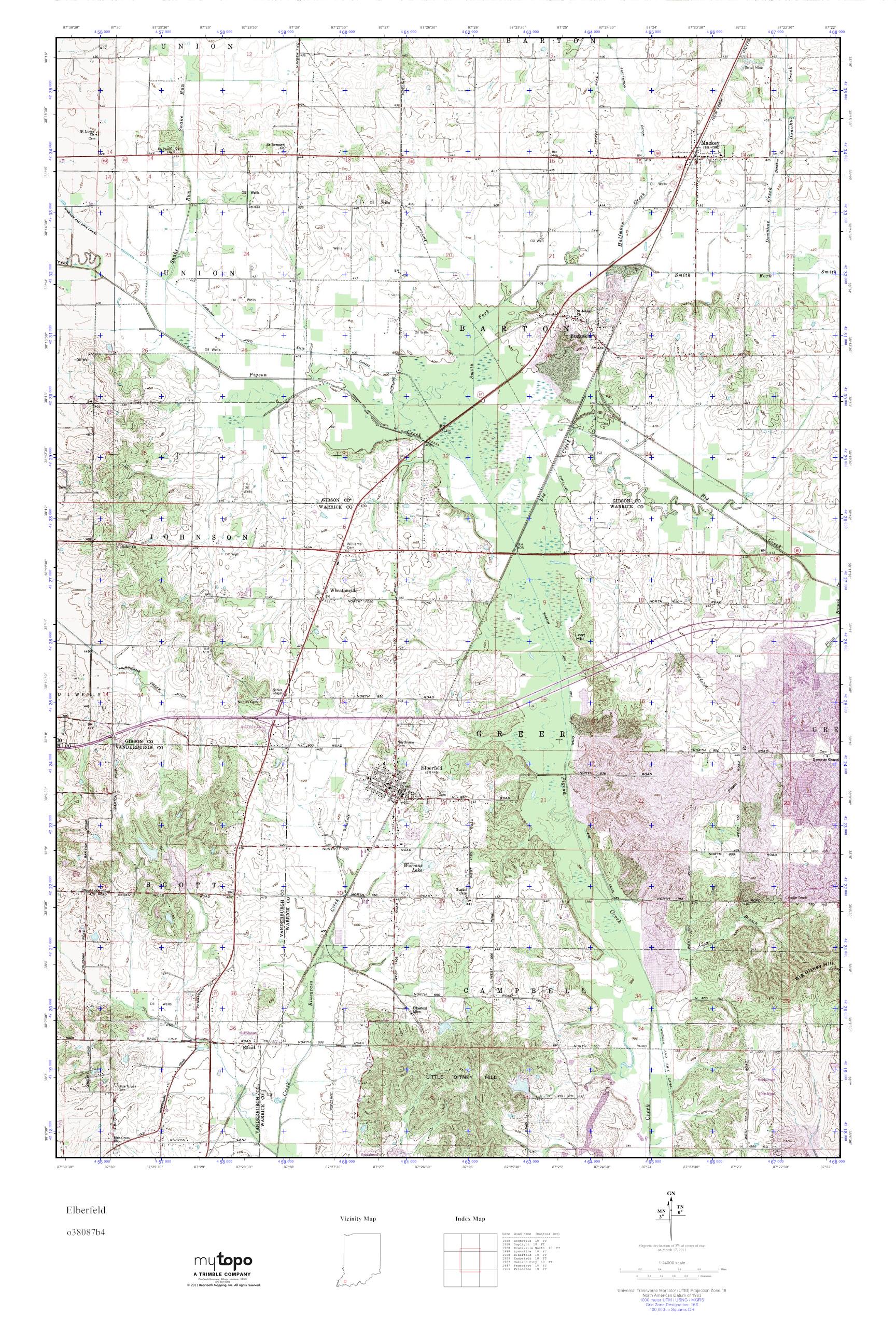 MyTopo Elberfeld, Indiana USGS Quad Topo Map