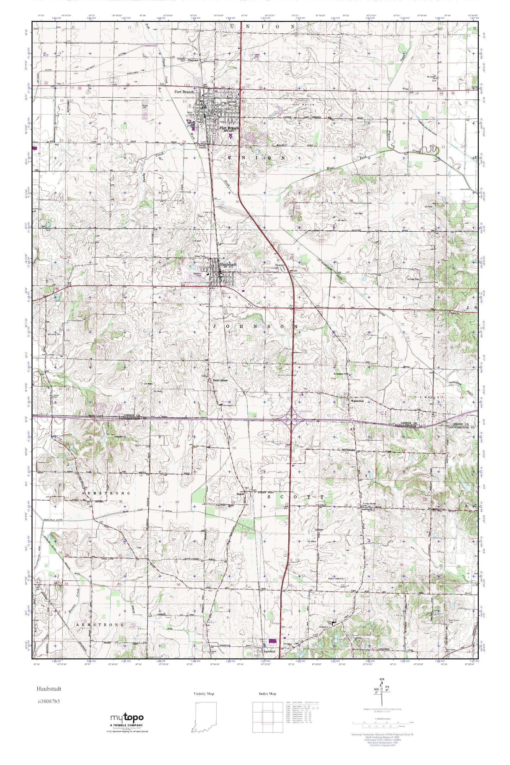 MyTopo Haubstadt, Indiana USGS Quad Topo Map
