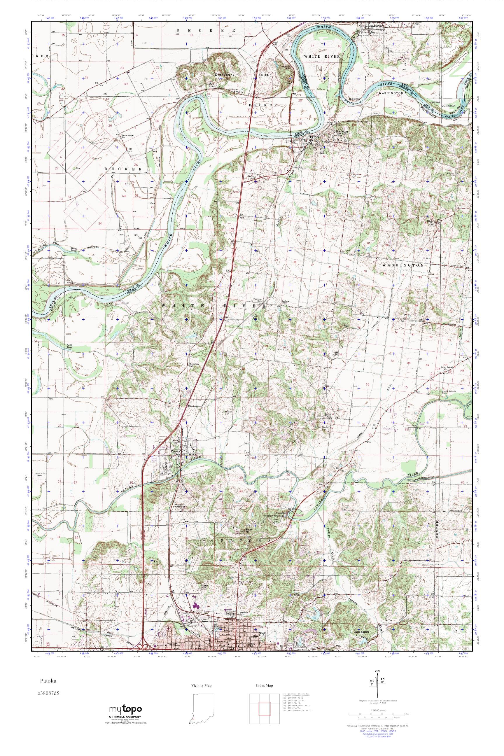 MyTopo Patoka, Indiana USGS Quad Topo Map