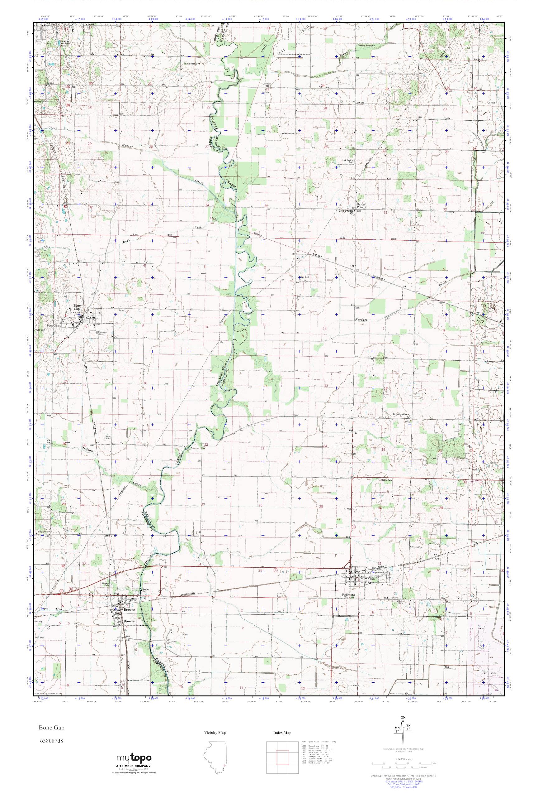 MyTopo Bone Gap, Illinois USGS Quad Topo Map