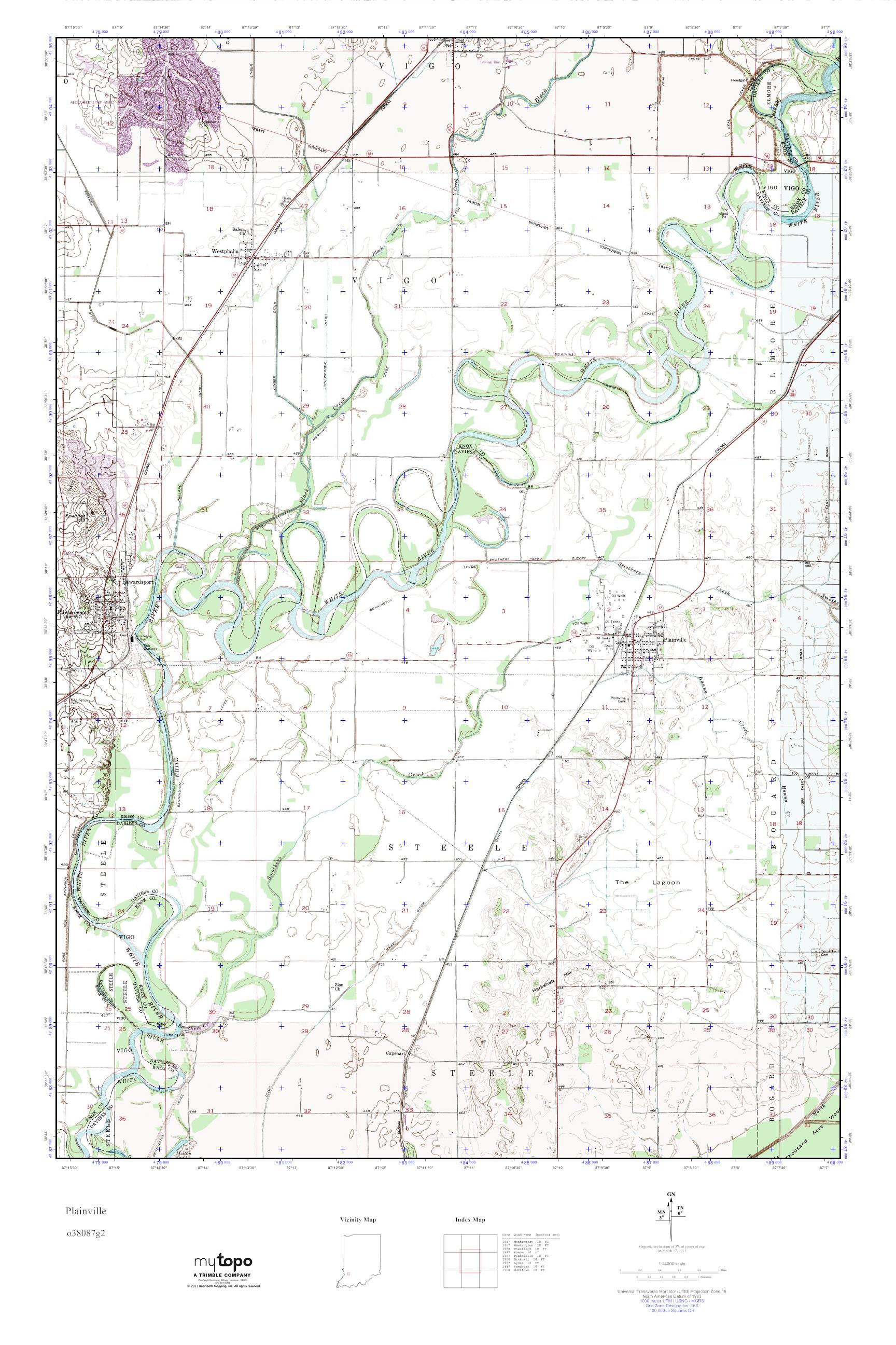 MyTopo Plainville, Indiana USGS Quad Topo Map