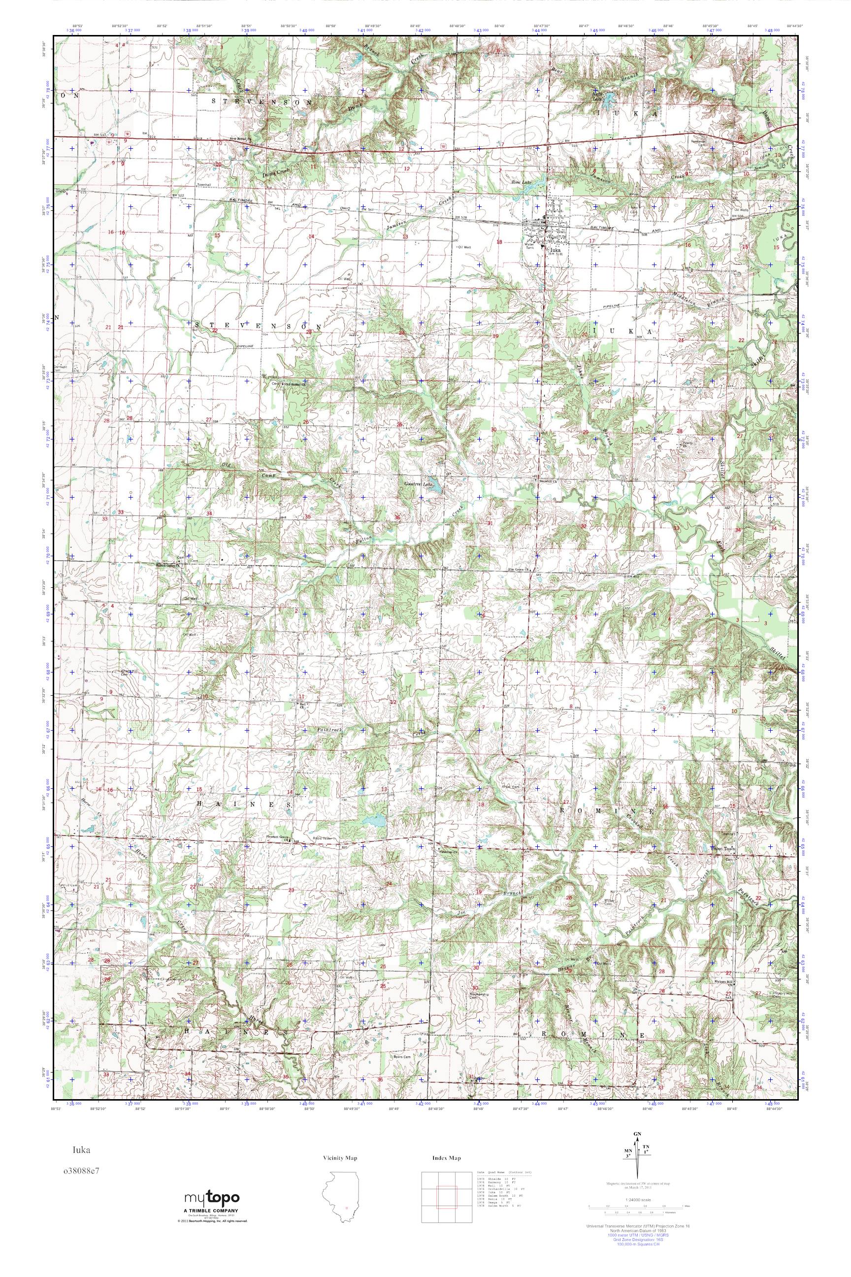 MyTopo Iuka, Illinois USGS Quad Topo Map